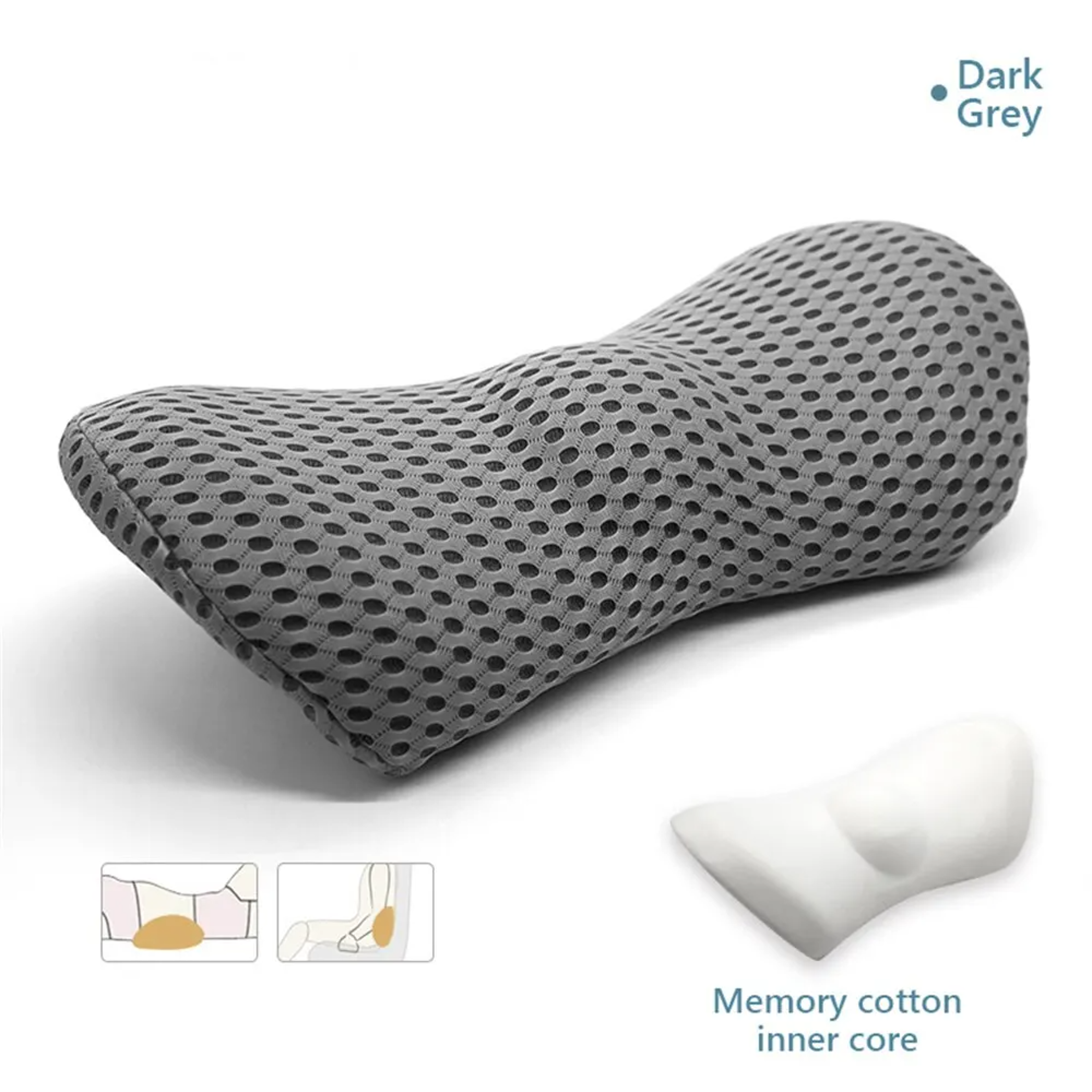 Breathable Memory Foam Car Lumbar Support Pillow For Seat Bed And Office 1