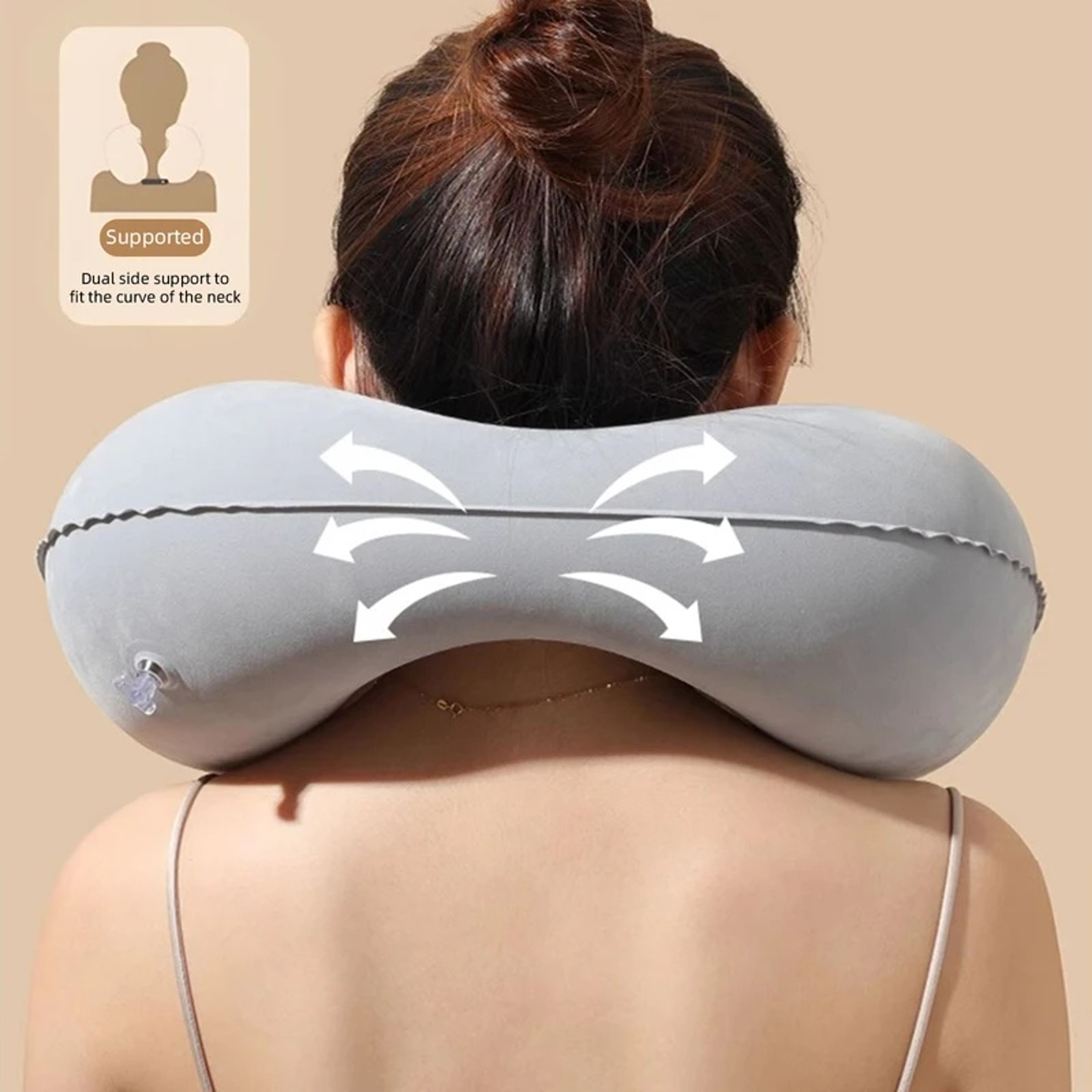 Press To Inflate Inflatable Travel Pillow For Neck Support 7