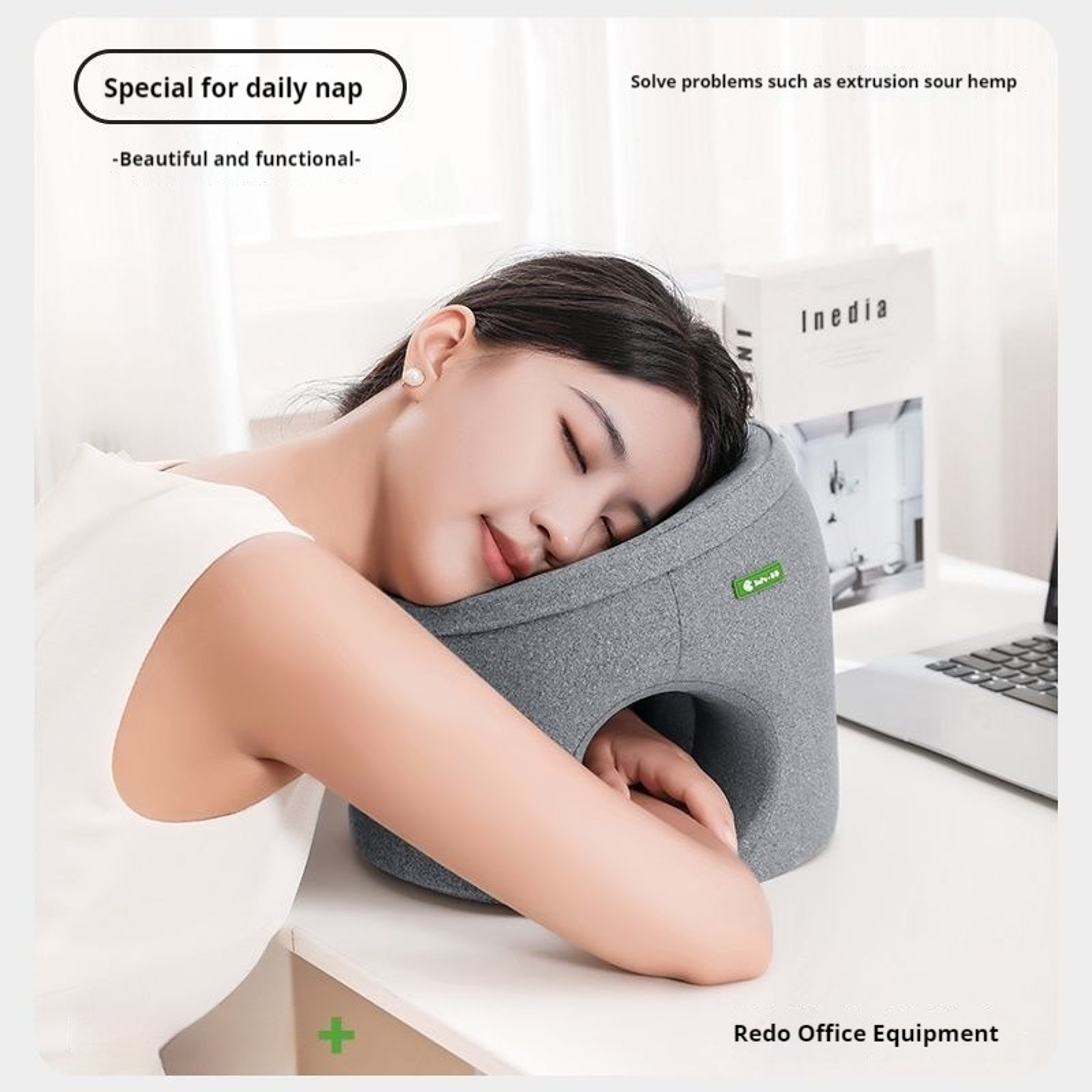 Memory Foam Nap Pillow For Desk Napping Neck Support And Travel Rest 4