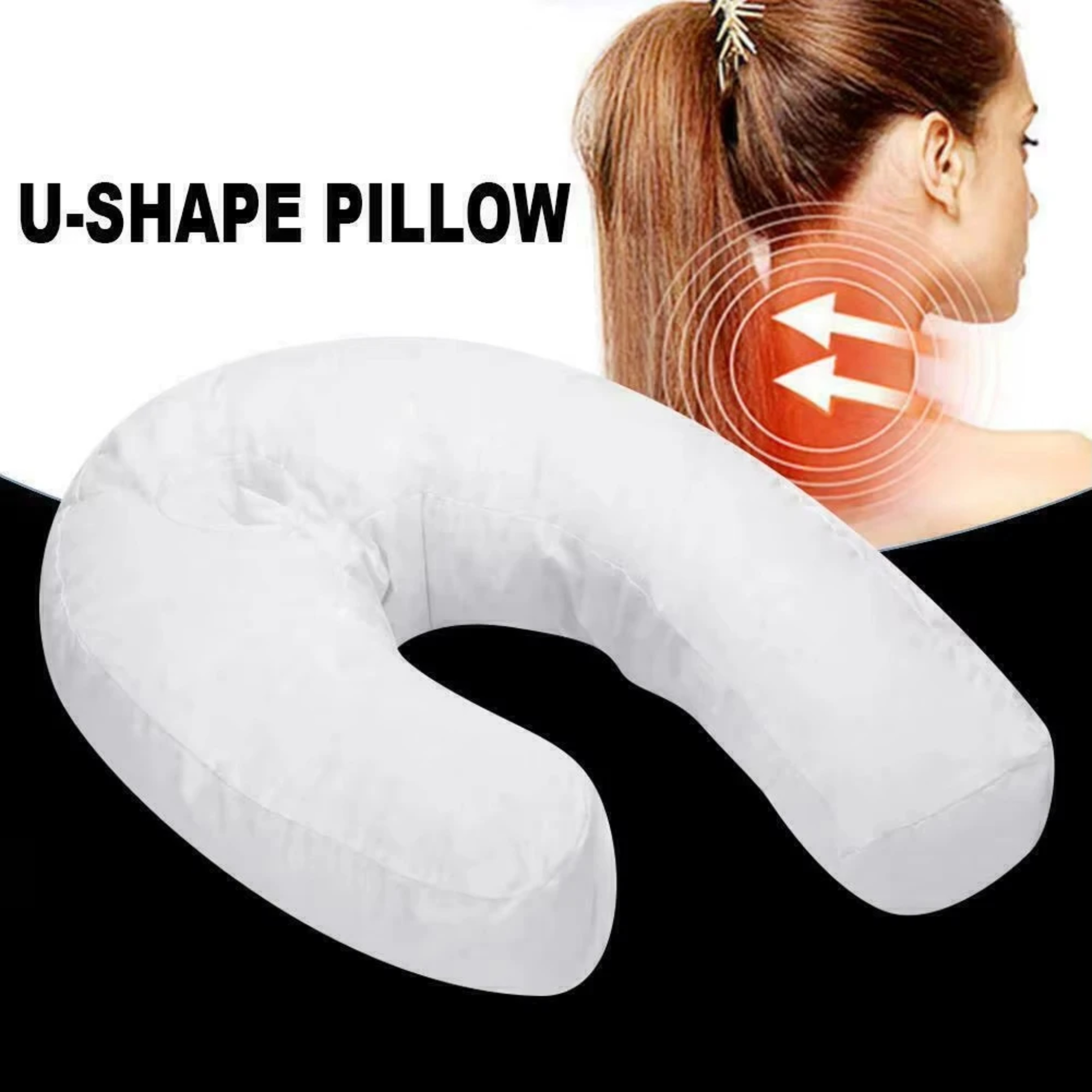 UShaped Side Sleeper Pillow With Ear Hole Memory Foam Neck And Shoulder Support 3