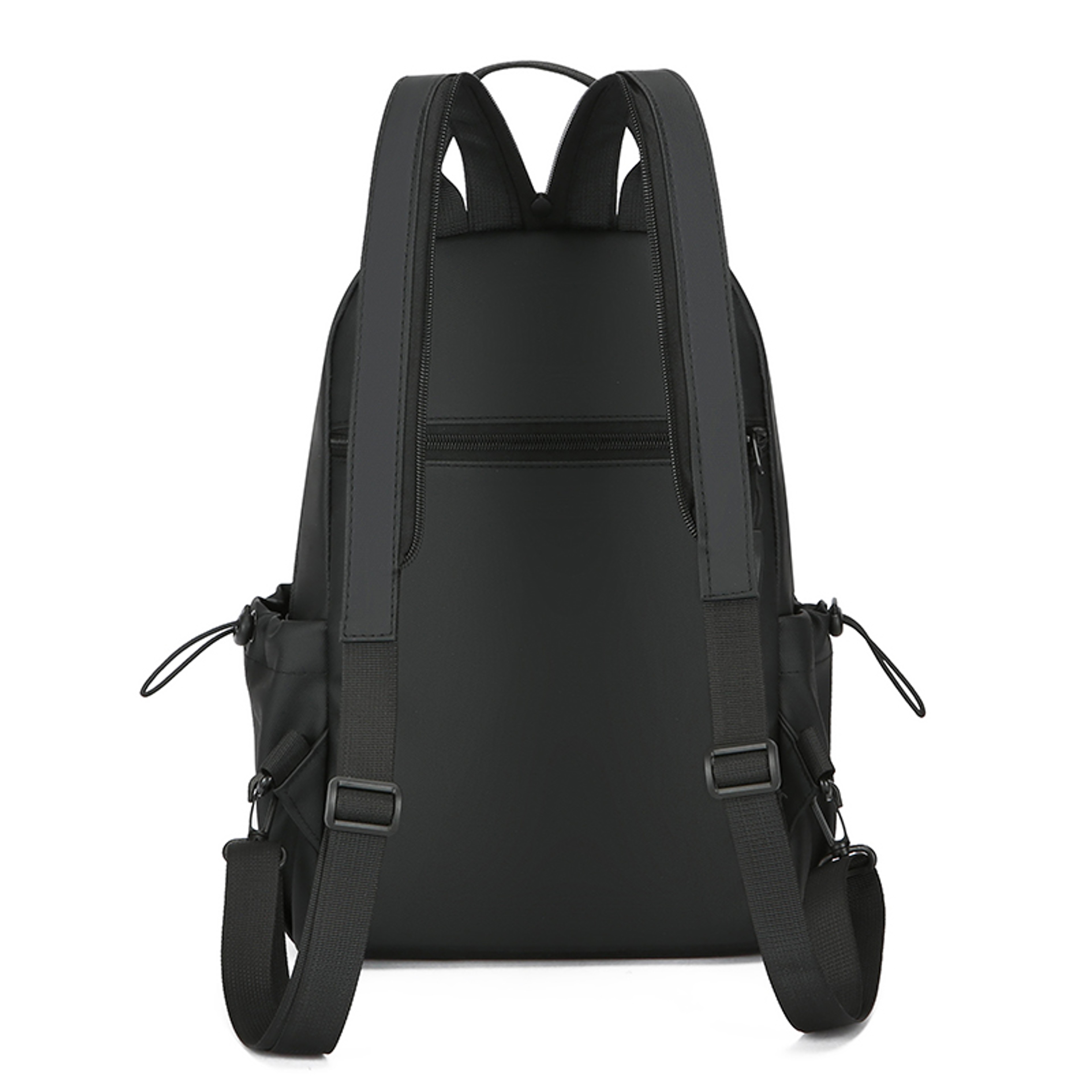 Men PU Leather Casual Daypack Backpack With Zippered Straps 4