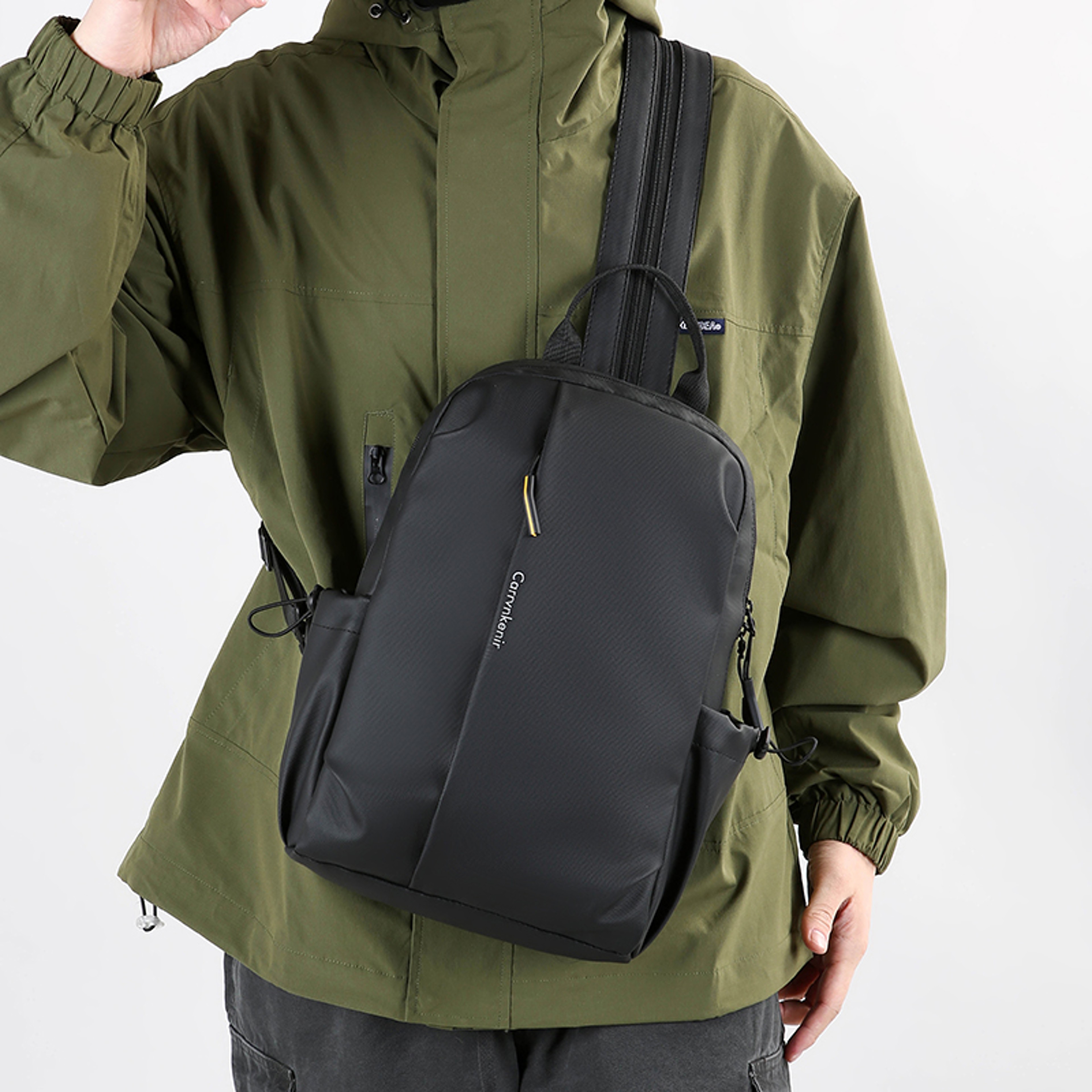 Men PU Leather Casual Daypack Backpack With Zippered Straps 7
