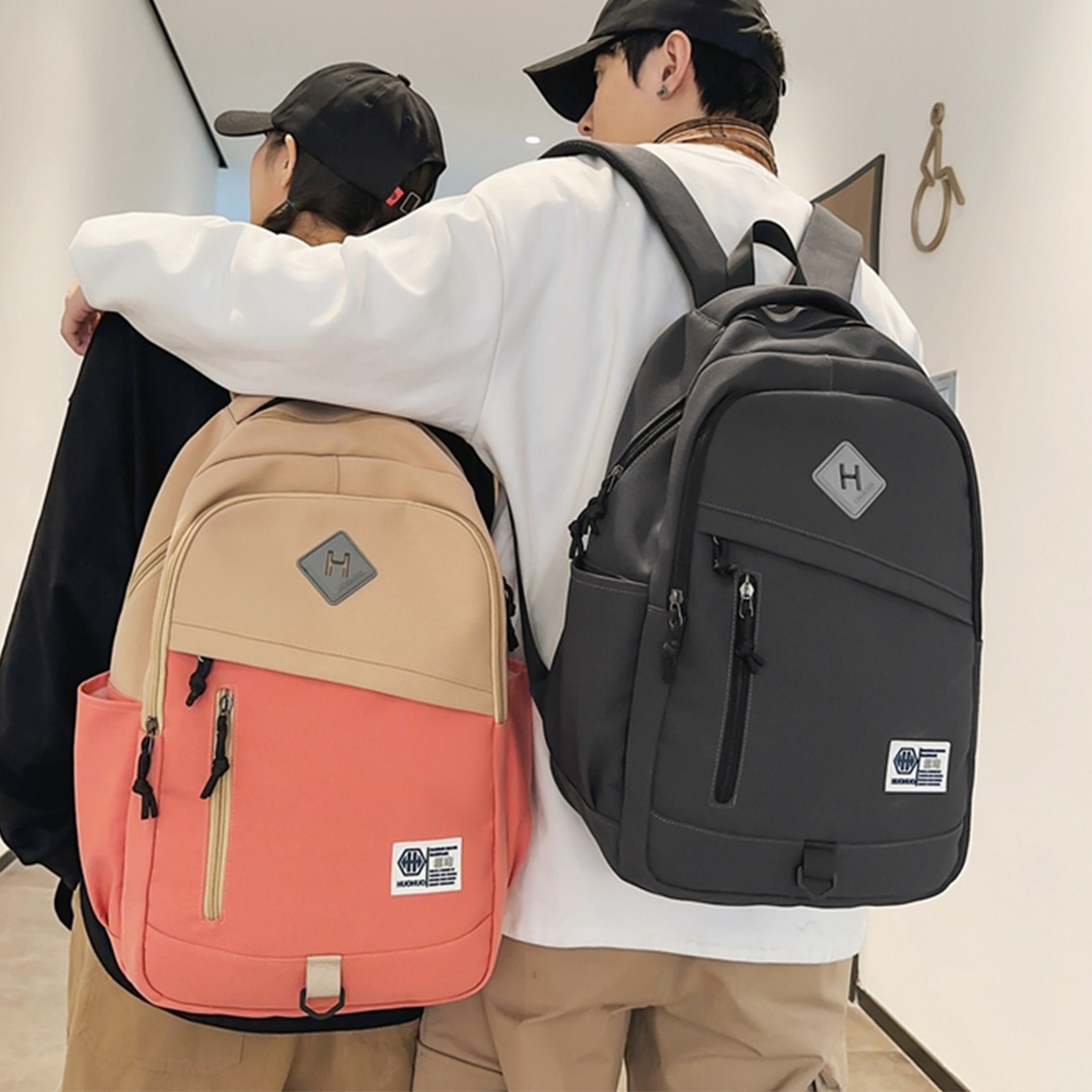 Minimalist Color Block Nylon Backpack For Work Travel And Daily Use 6