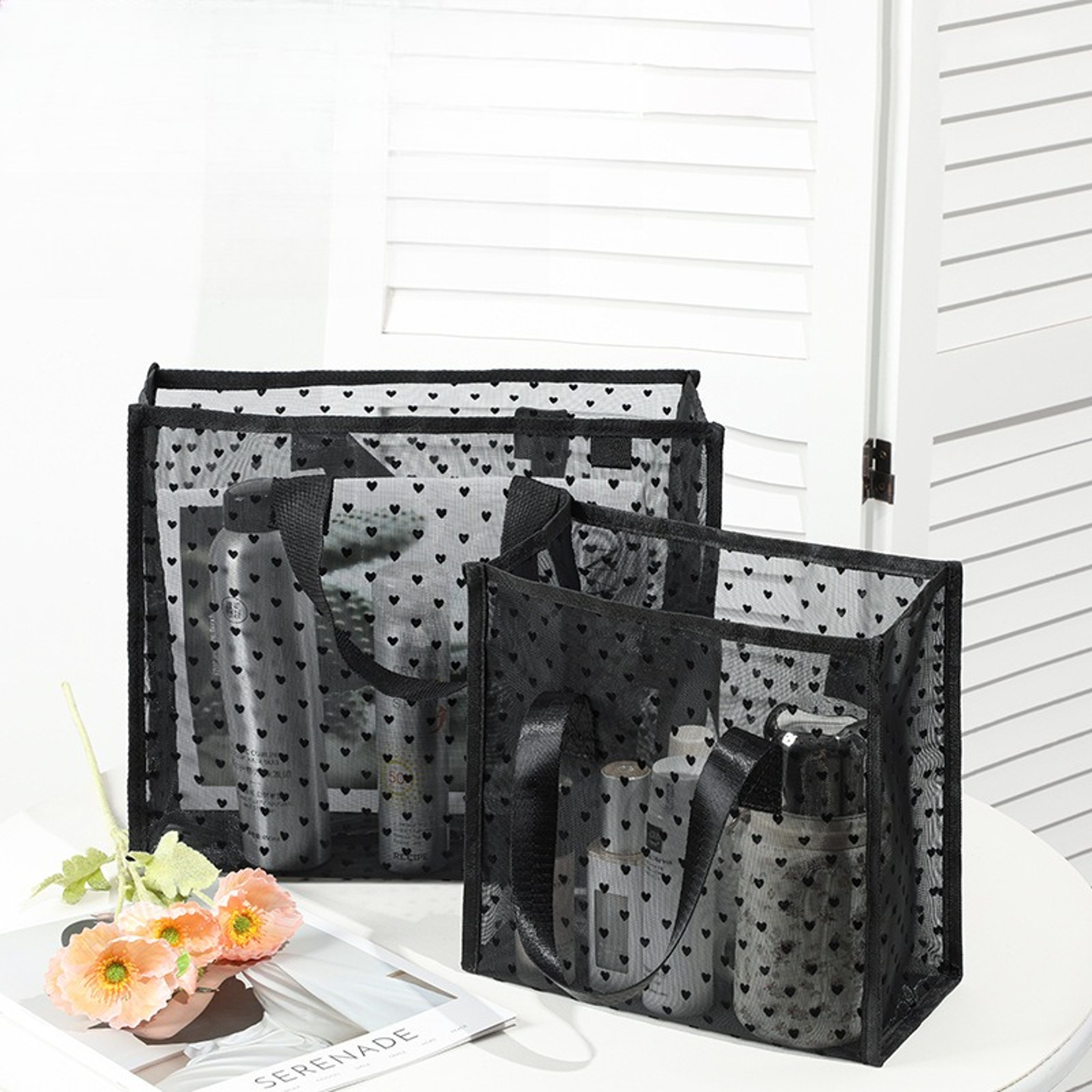Transparent Mesh Makeup Bag For Brushes Toiletries And Pencil Storage 0