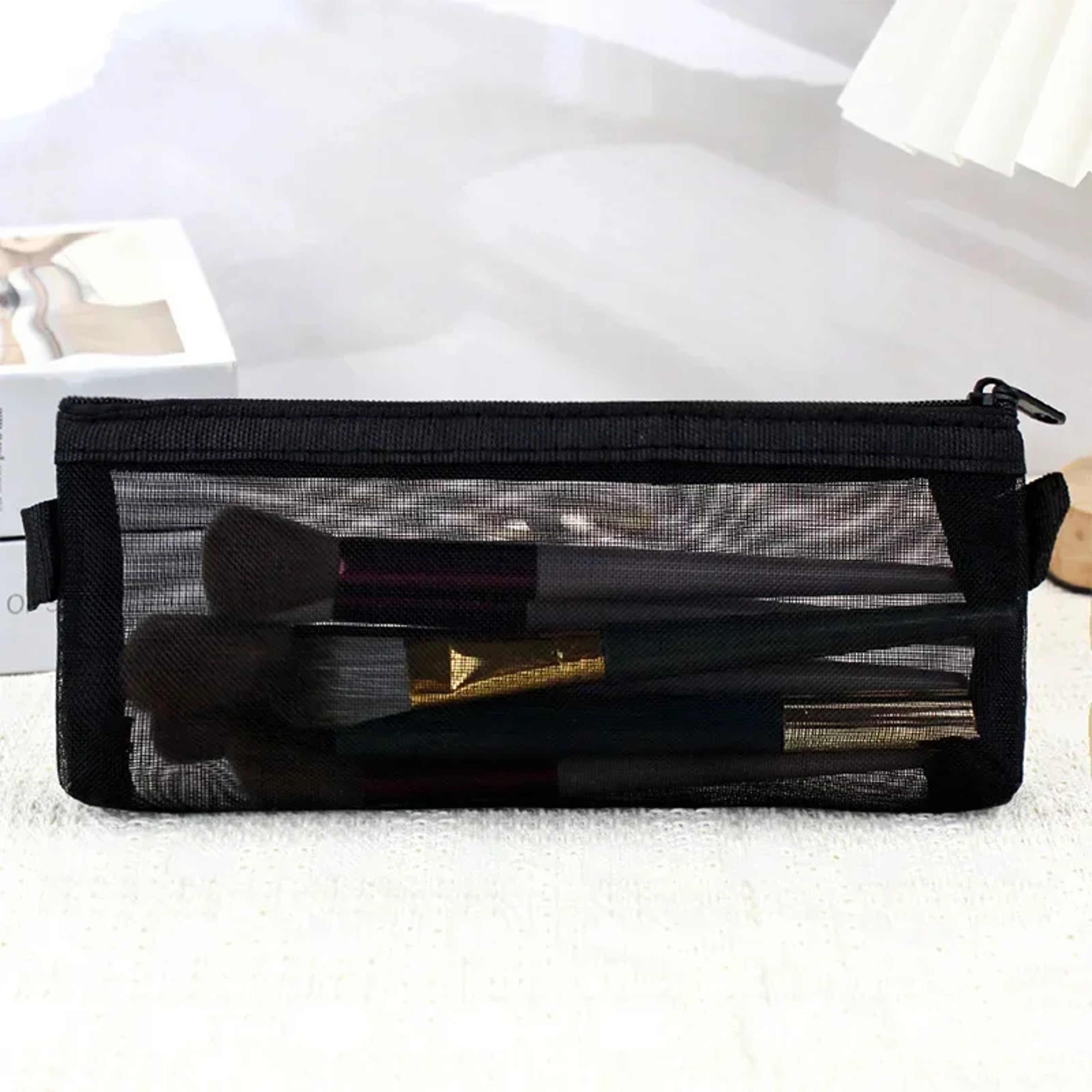 Makeup Brush Travel Case With Zipper Mesh Pouch Cosmetic Toiletry Bag Organizer 4