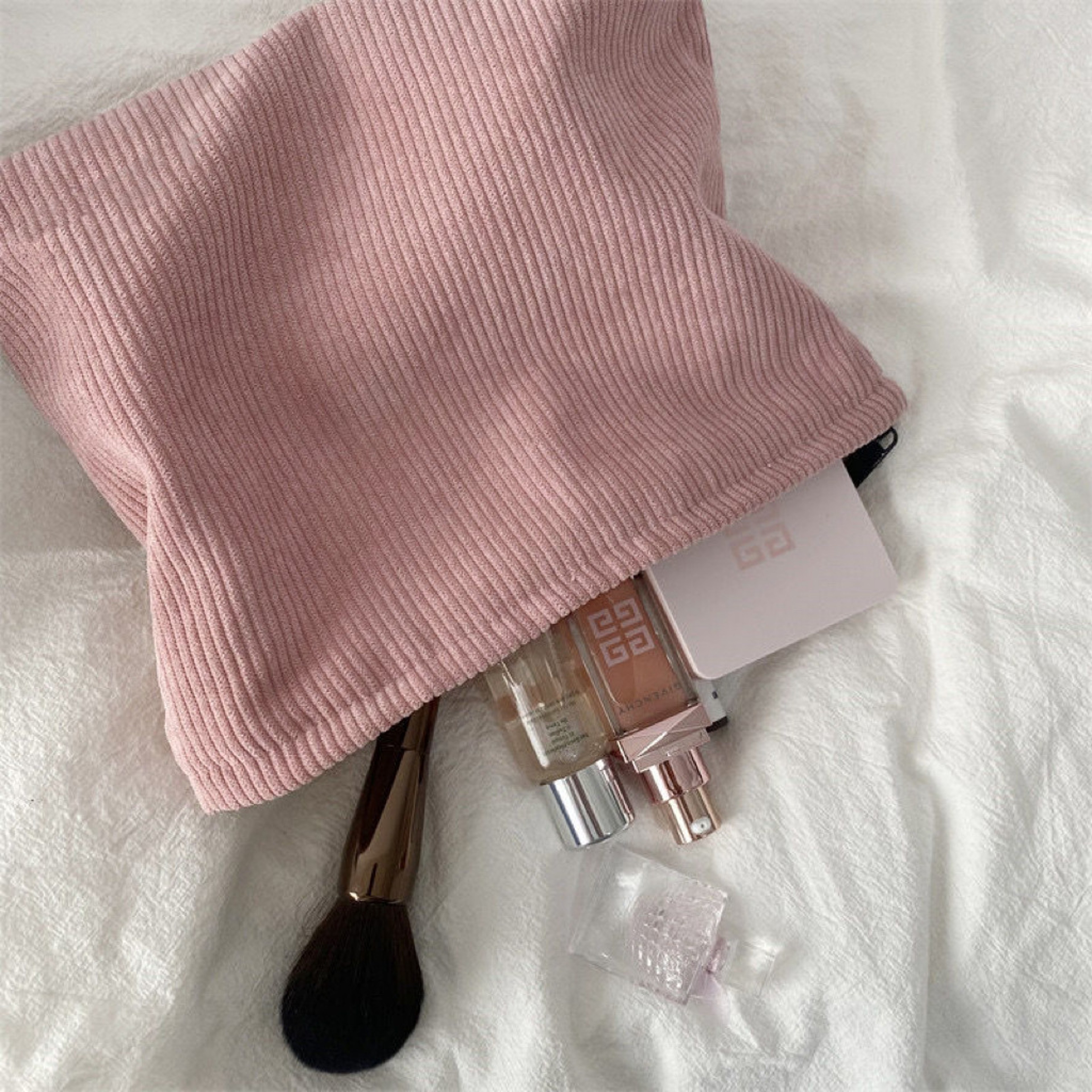 Corduroy Makeup Bag Large Capacity Travel Cosmetic Organizer 1