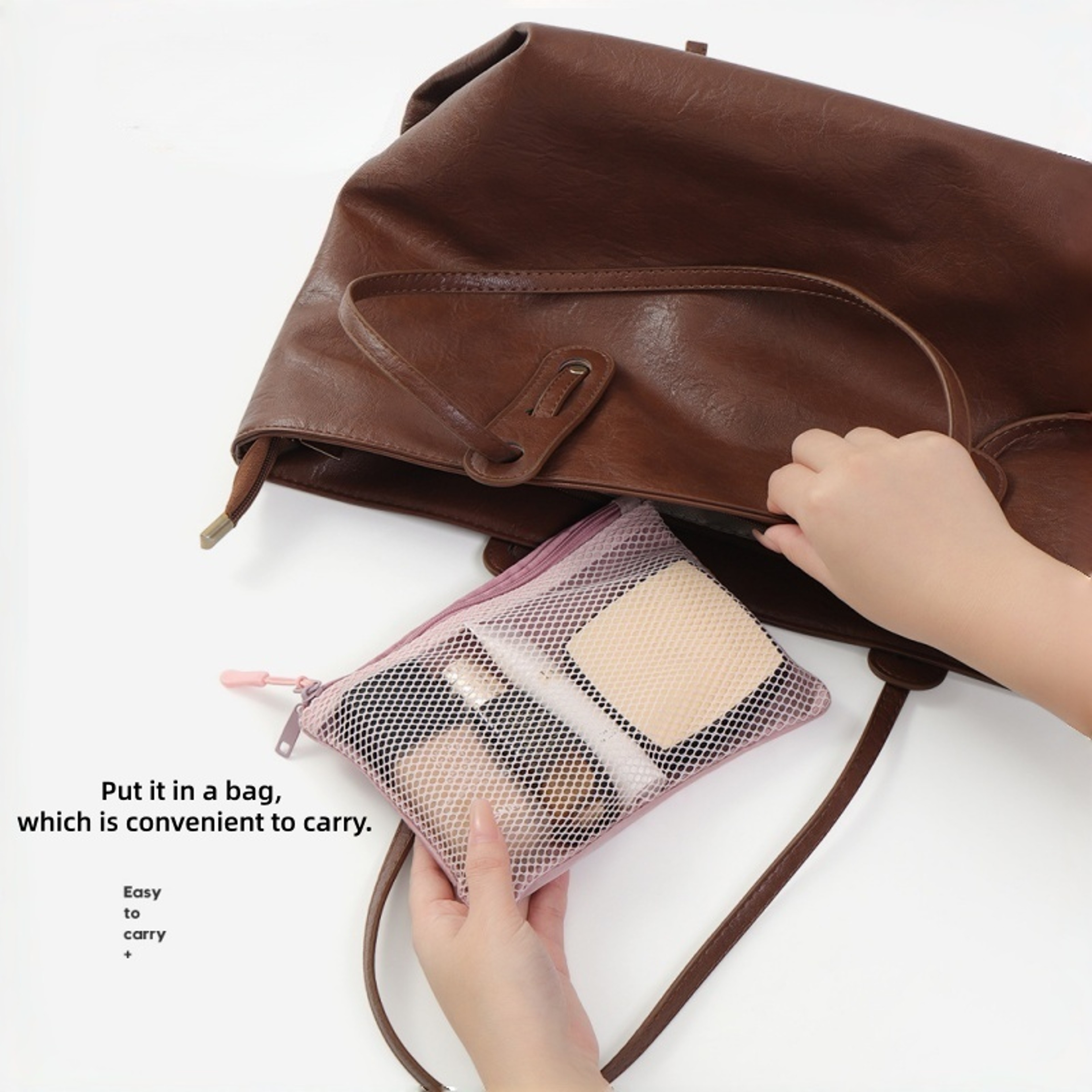 Double Zipper Travel Mesh Storage Bag For Cosmetics Toiletries And Laundry 7