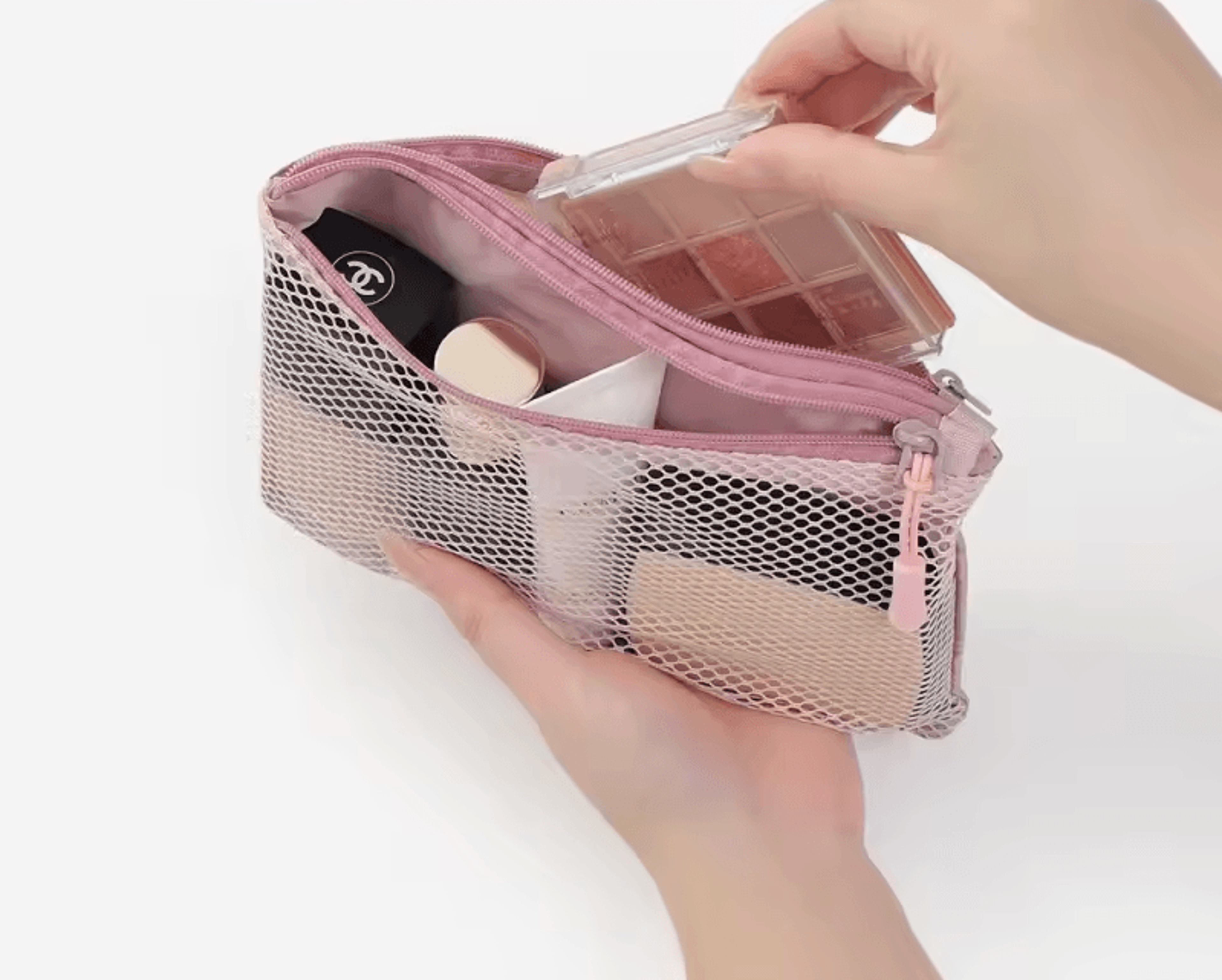 Double Zipper Travel Mesh Storage Bag For Cosmetics Toiletries And Laundry 0