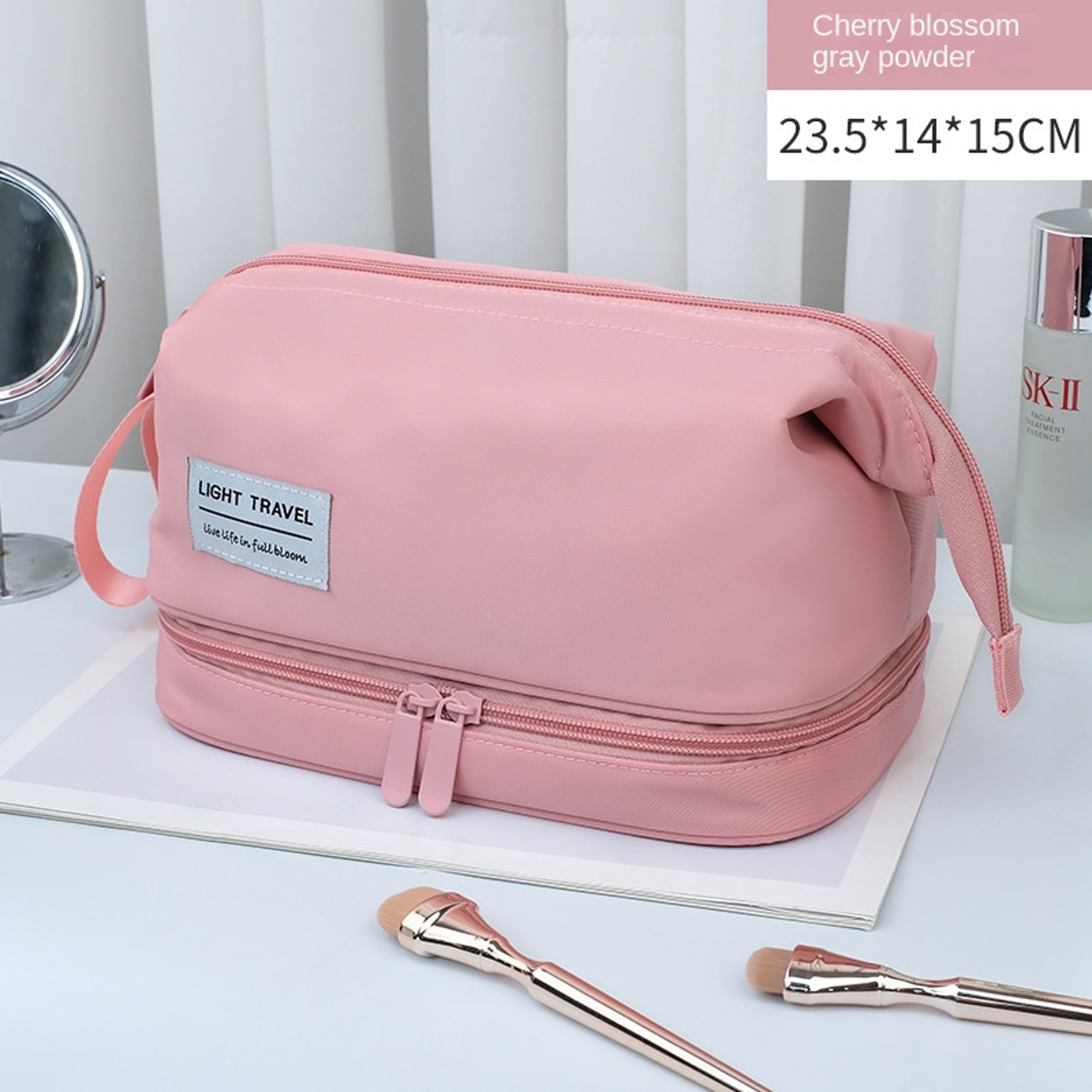 Large Capacity Double Layer Travel Makeup Bag And Toiletry Organizer 2