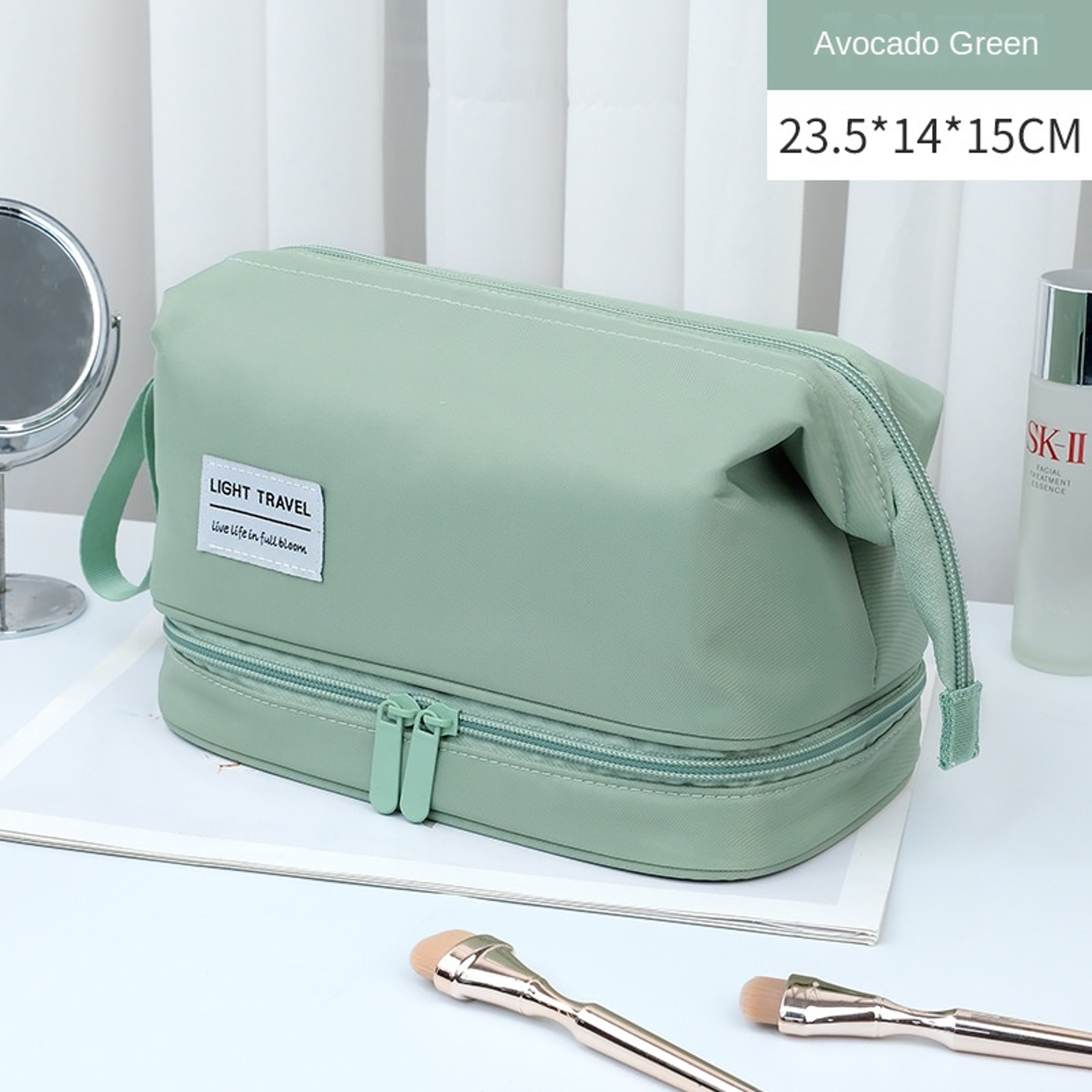 Large Capacity Double Layer Travel Makeup Bag And Toiletry Organizer 1