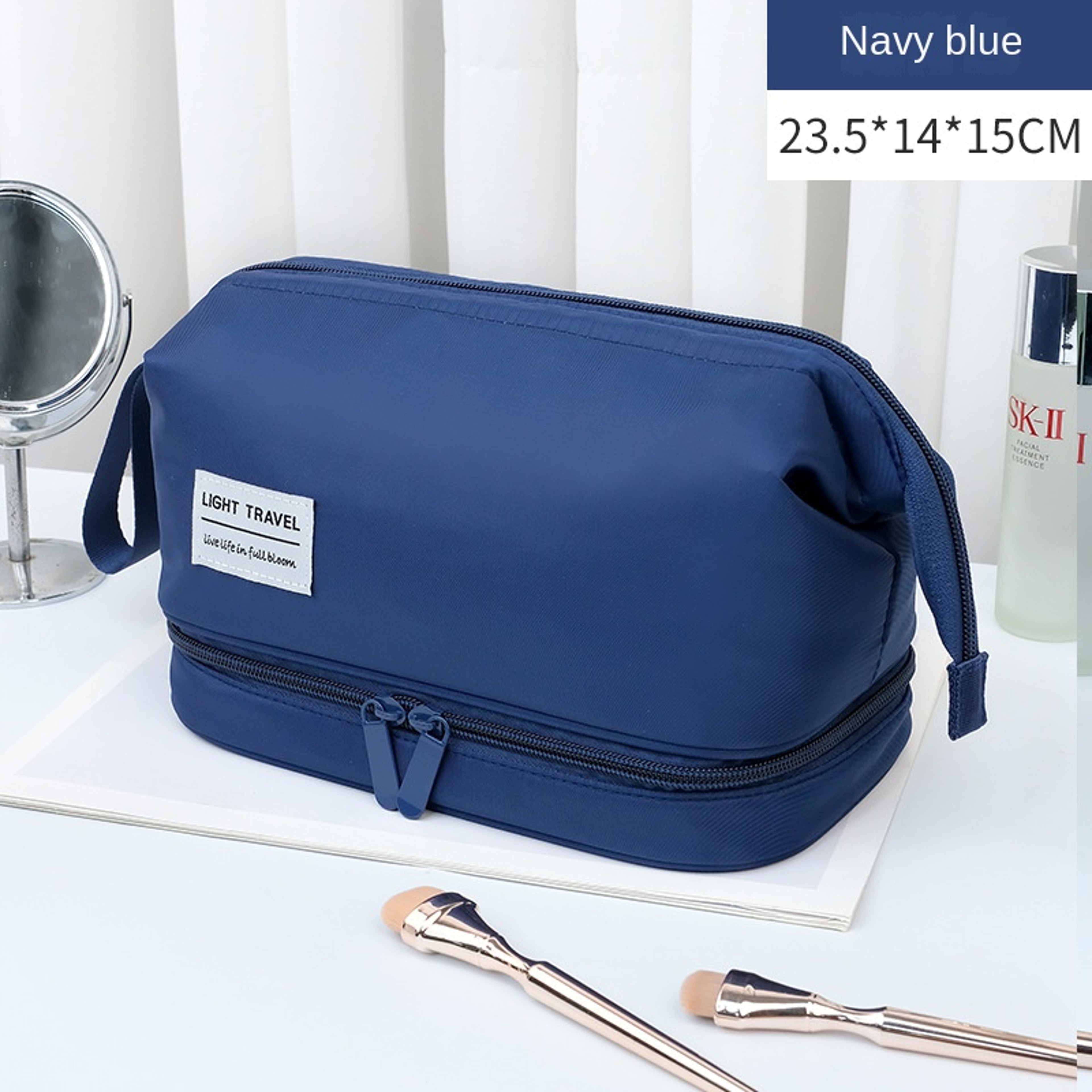 Large Capacity Double Layer Travel Makeup Bag And Toiletry Organizer 4