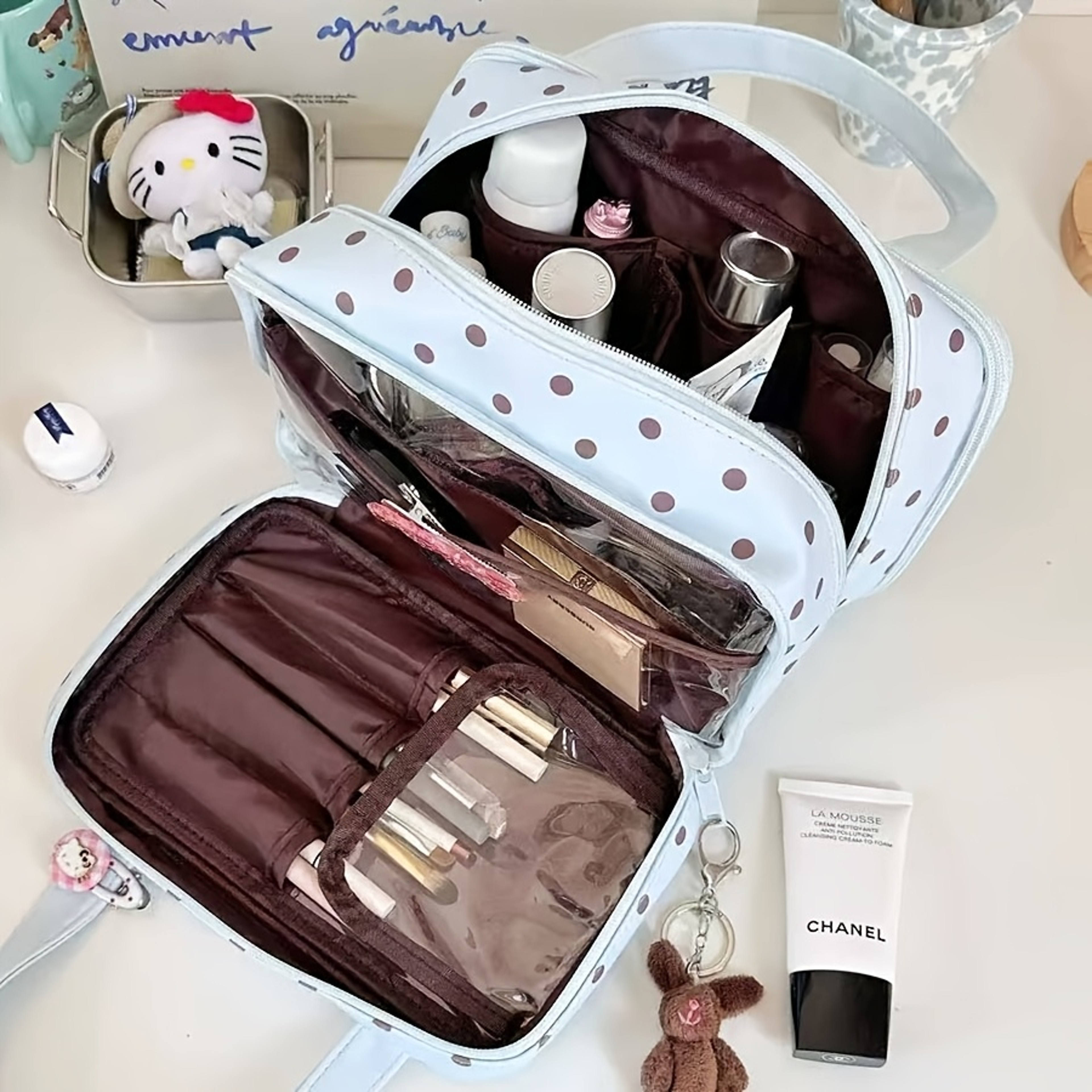 Three Layer Travel Toiletry Bag Large Capacity Makeup Organizer For Women 3