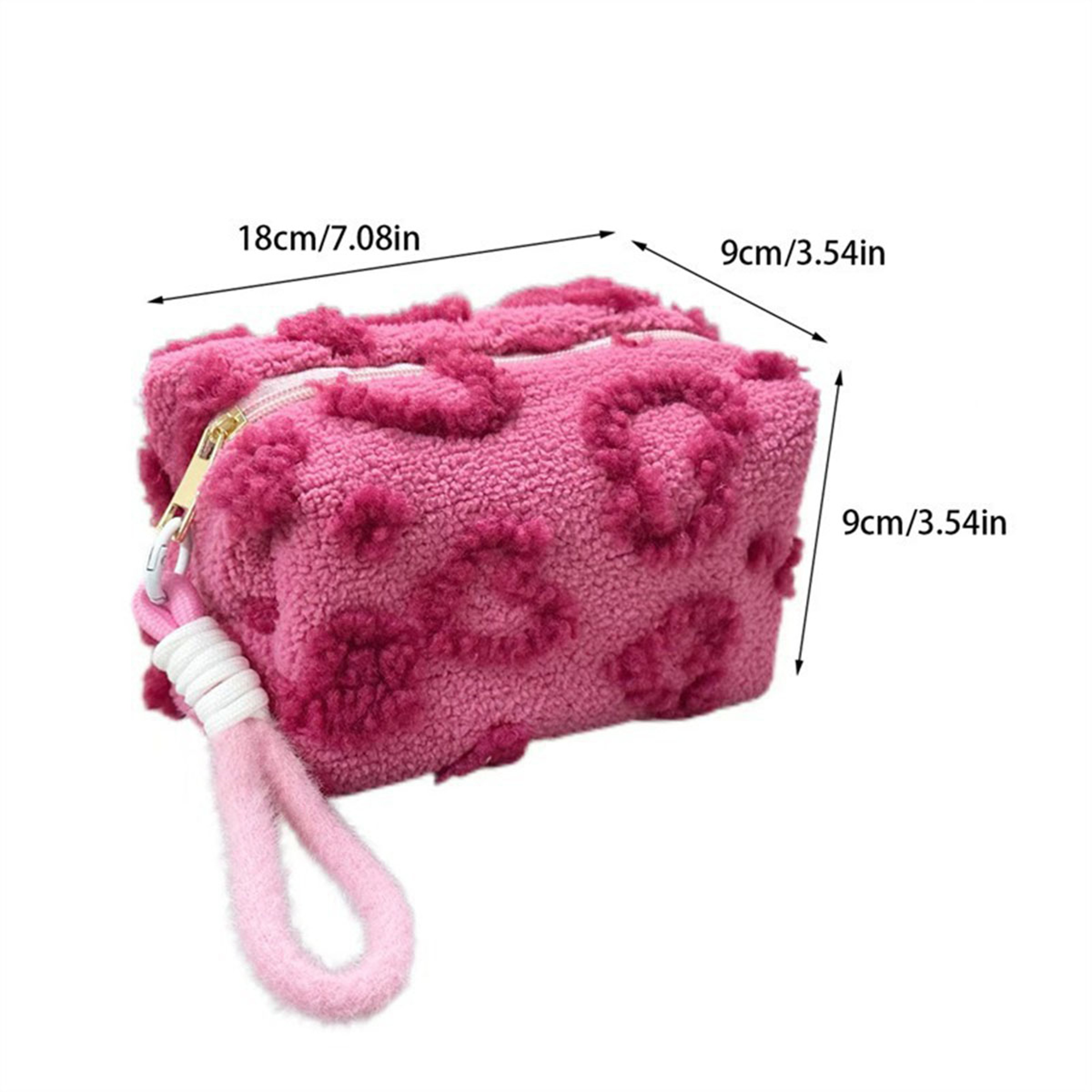 Soft Plush Makeup Bag With Handle Cute Travel Cosmetic Organizer Pouch 4
