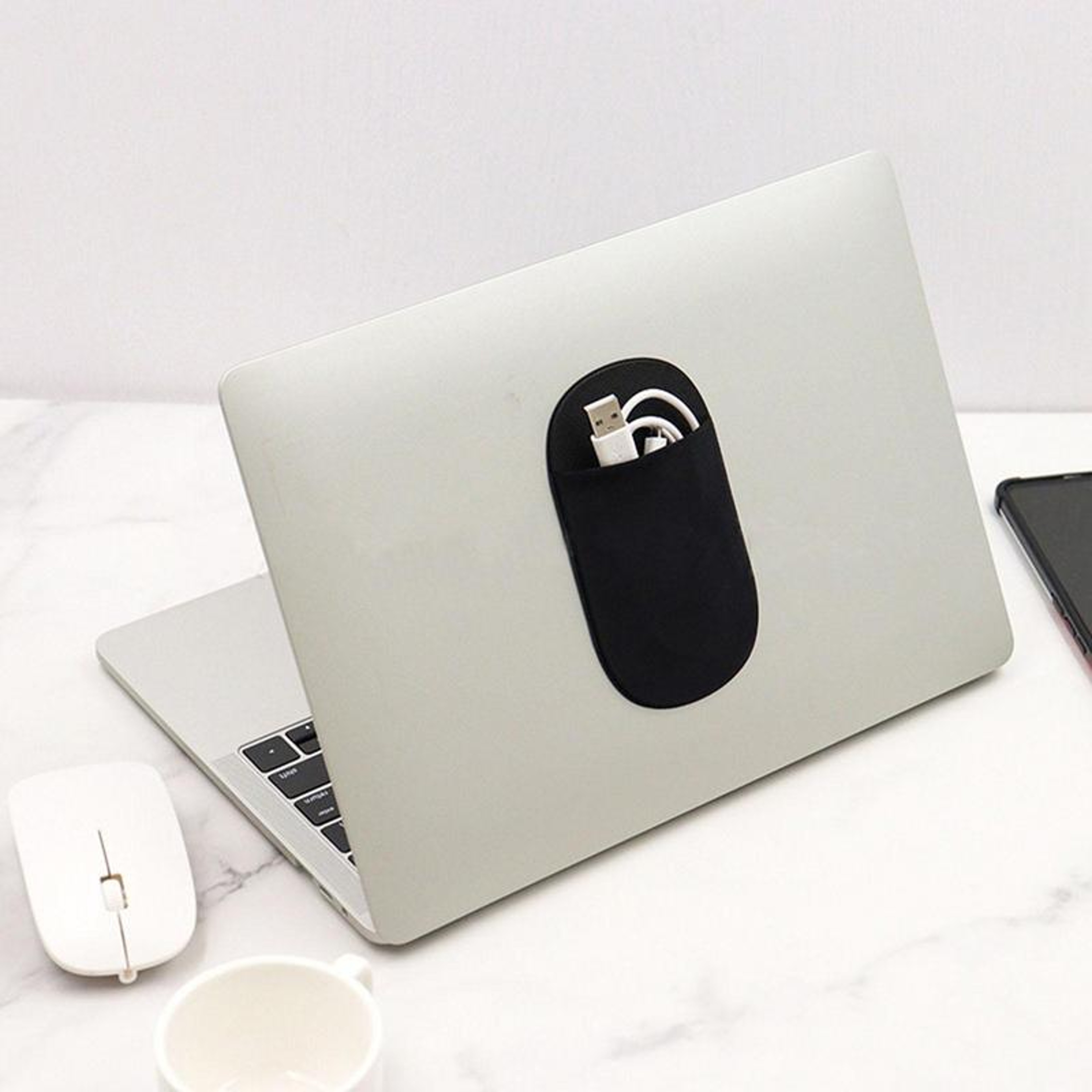 Adhesive Laptop Storage Pouch For Cable Mouse Power Bank And Tablet Accessories 0