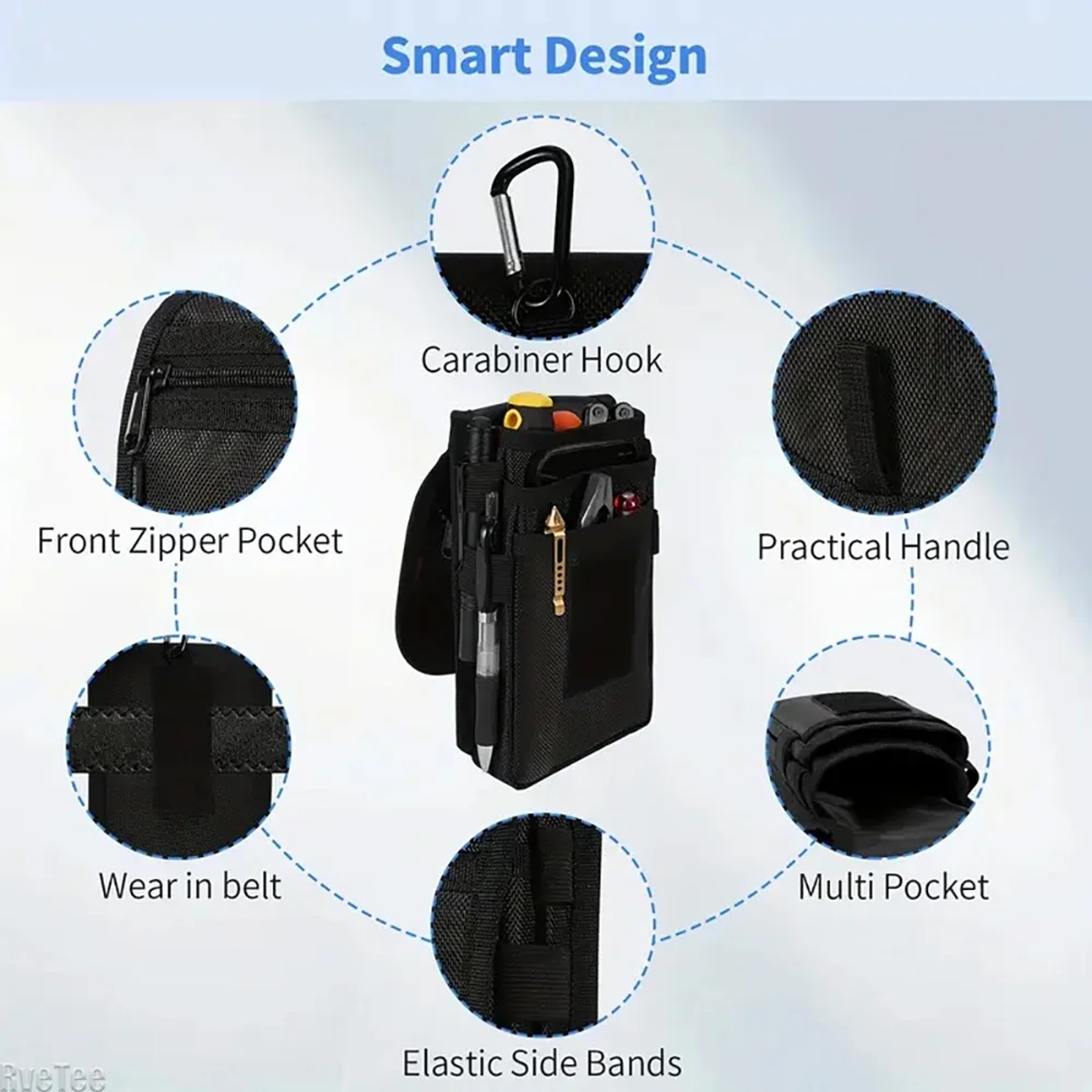 Tactical EDC Pouch Belt Tool Pouch With Multitool Organizer And Phone Holster 4