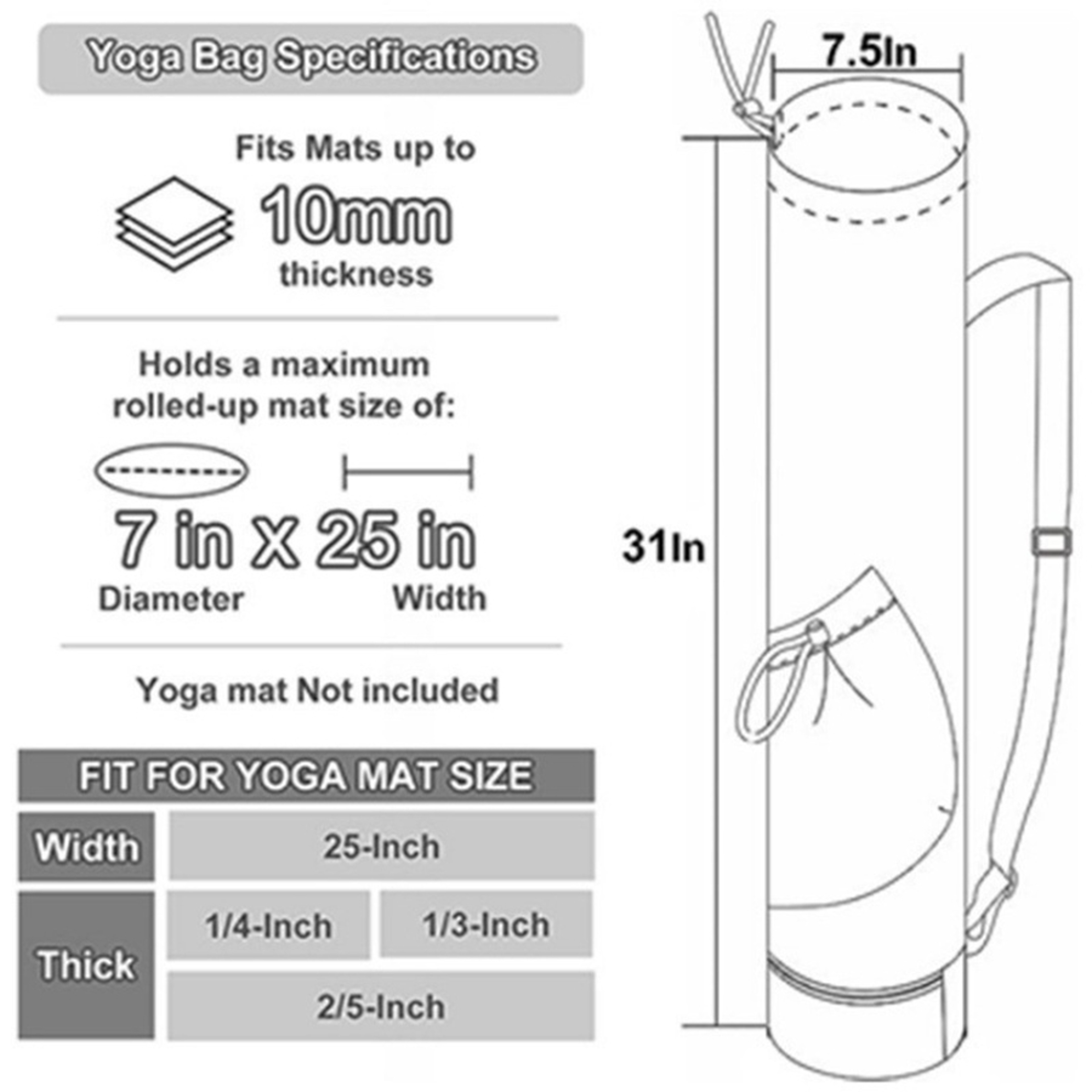 Large Capacity Canvas Yoga Mat Bag With Adjustable Shoulder Strap 5