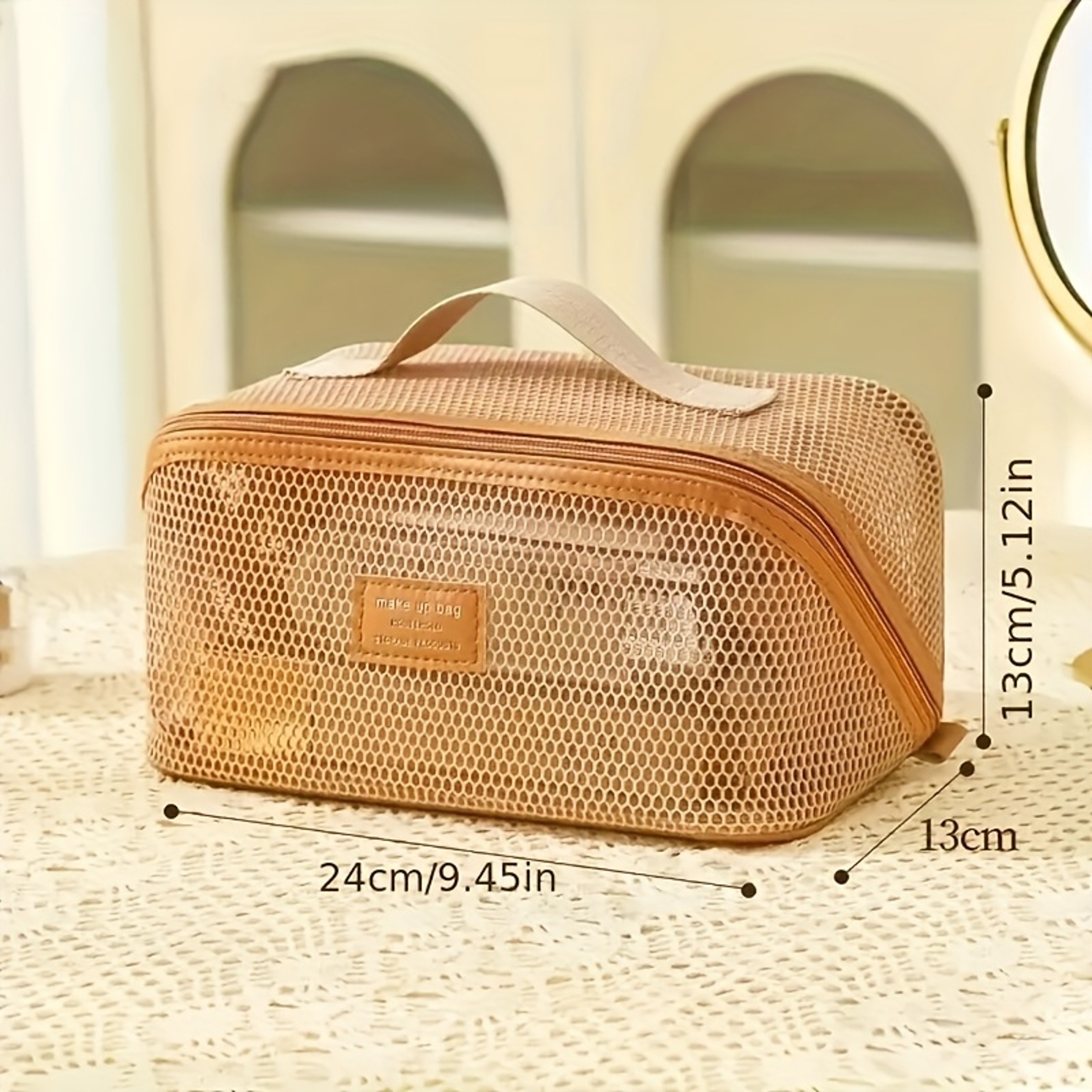 Large Capacity Mesh Makeup Bag Transparent Travel Toiletry Pouch 4