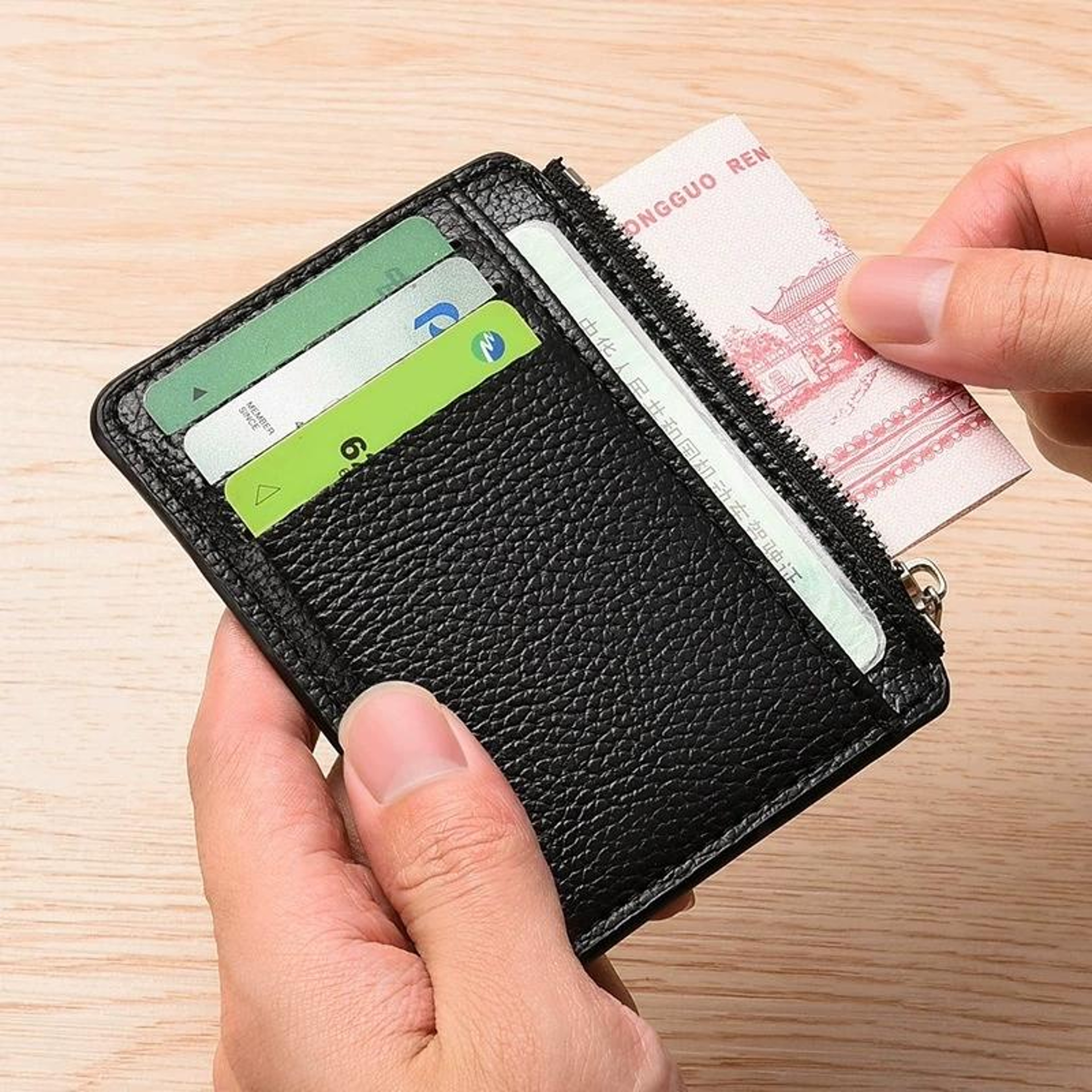 Slim Mini Credit Card Wallet For Men With Zipper Coin Pocket And ID Card Holder 0