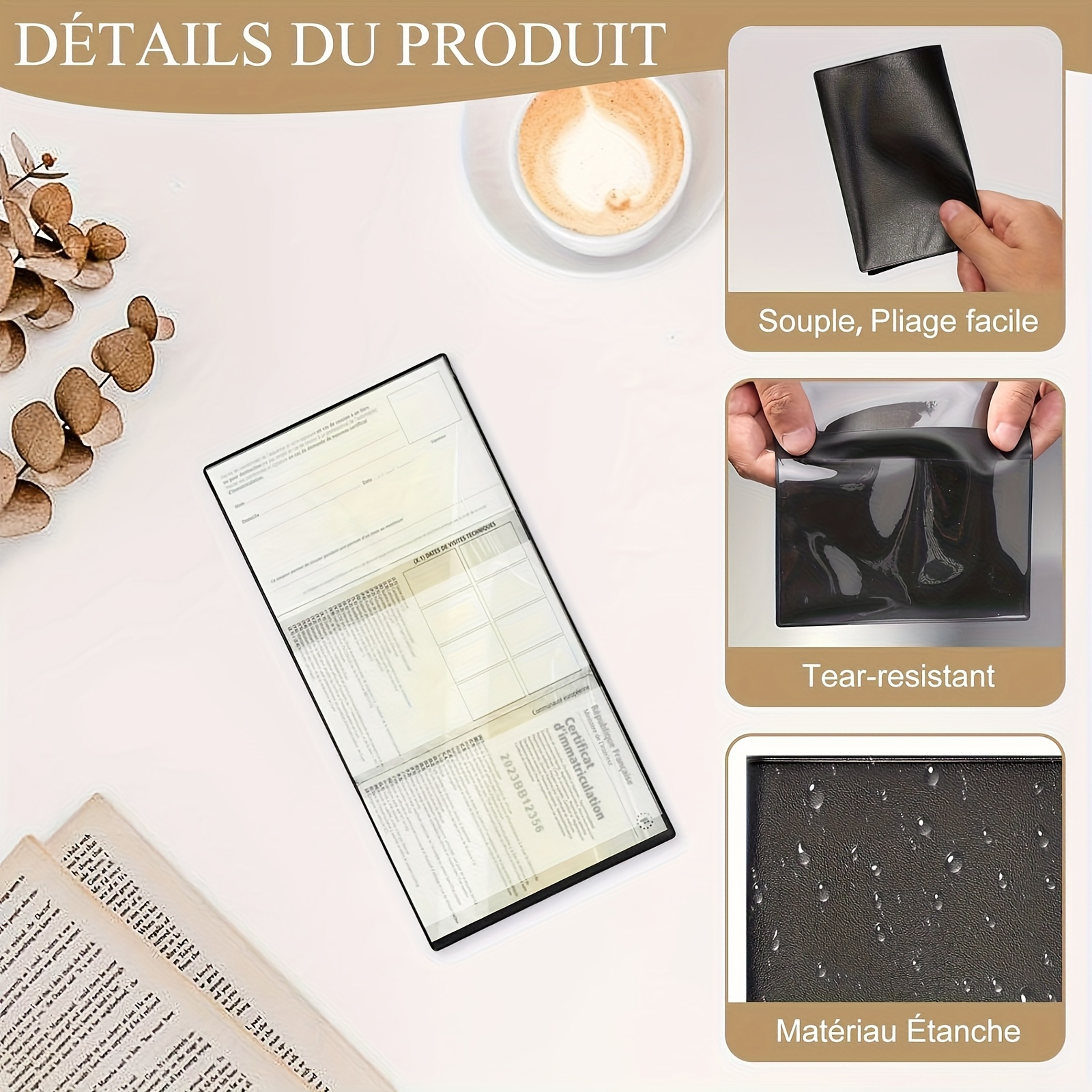 Black Car Document Holder Registration Card Pouch For Insurance And Certificates 3