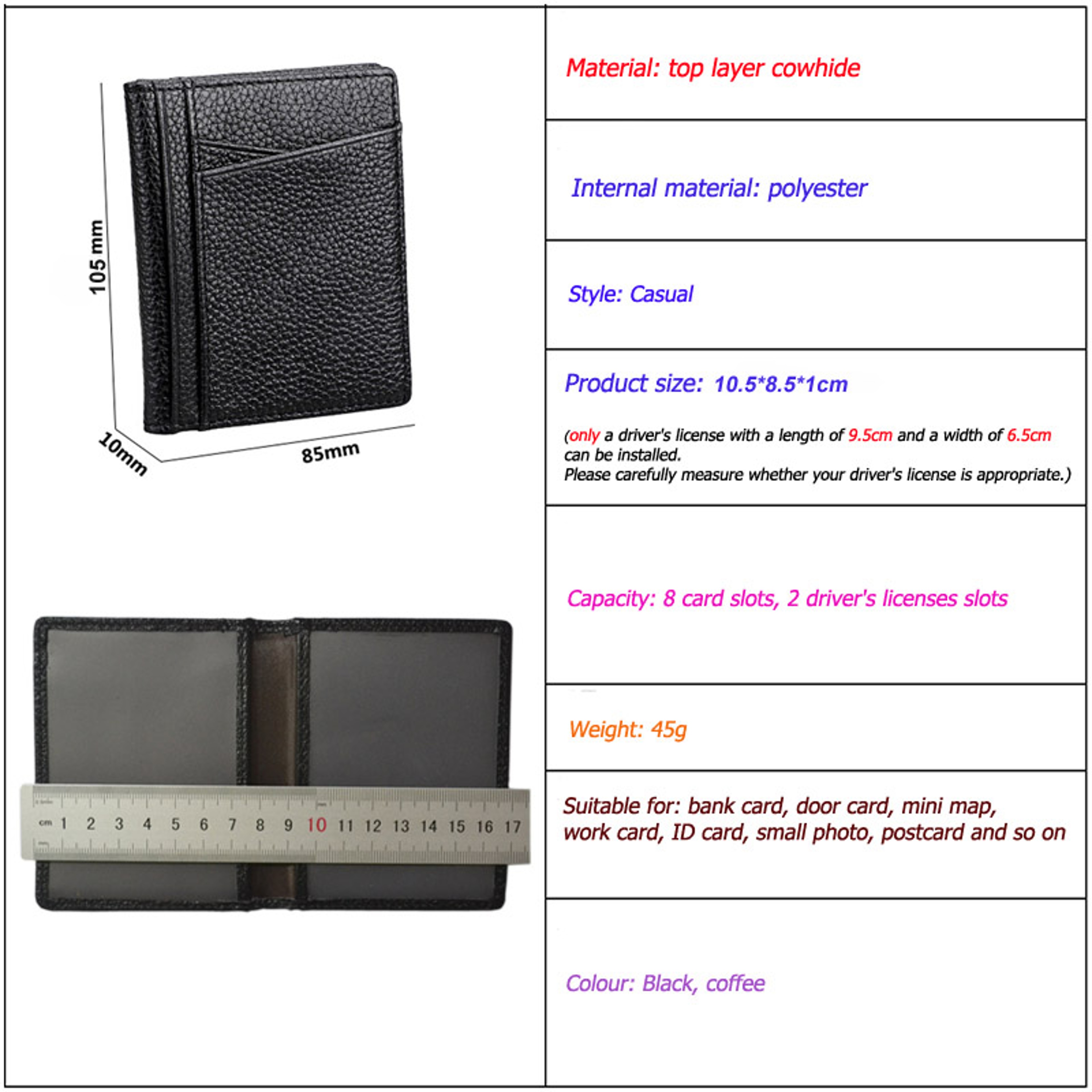 Premium Leather Driver License Holder And Car Document Wallet For Cards 7