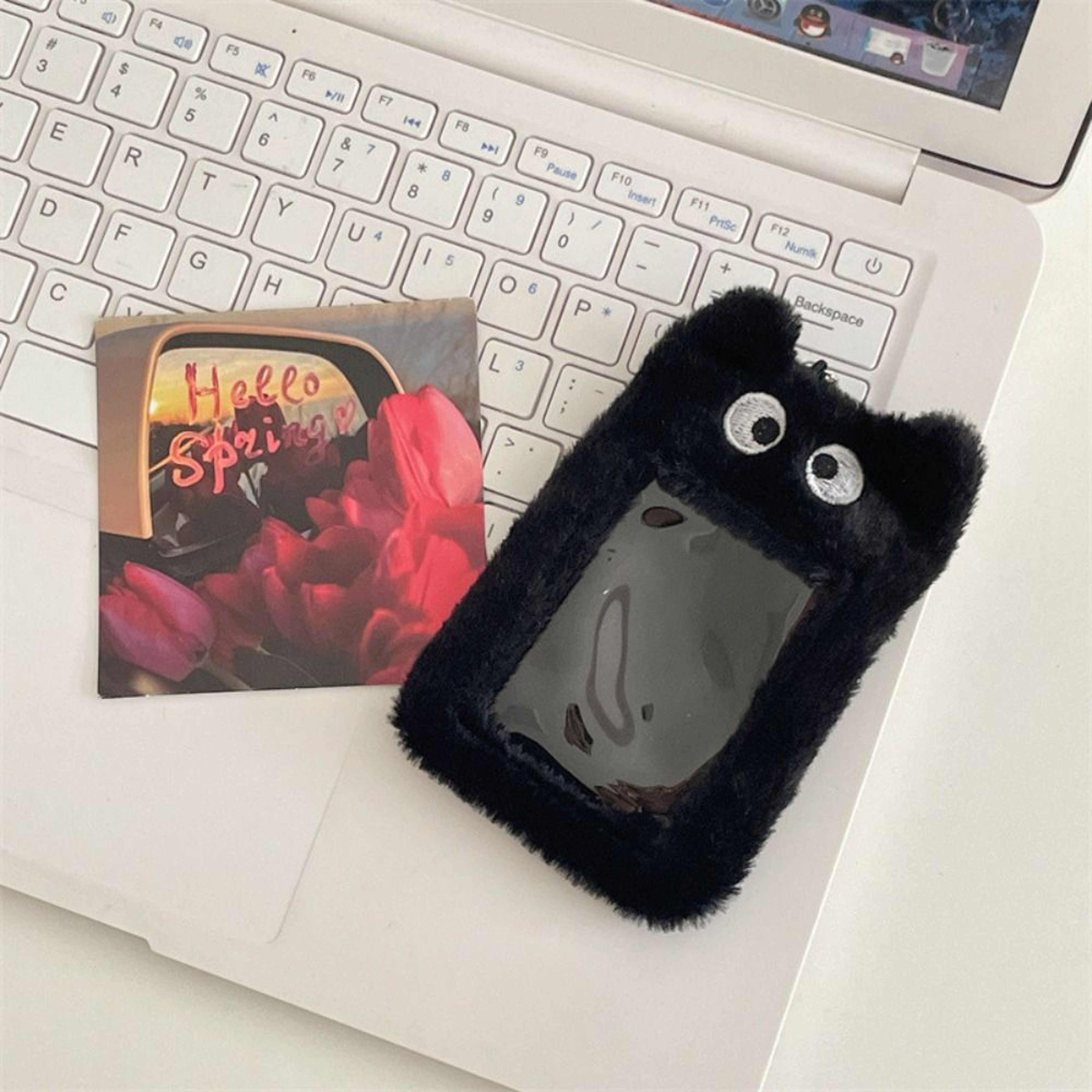 Cute Plush Card Holder Keychain Bear Rabbit Kpop Photocard ID Protector 4
