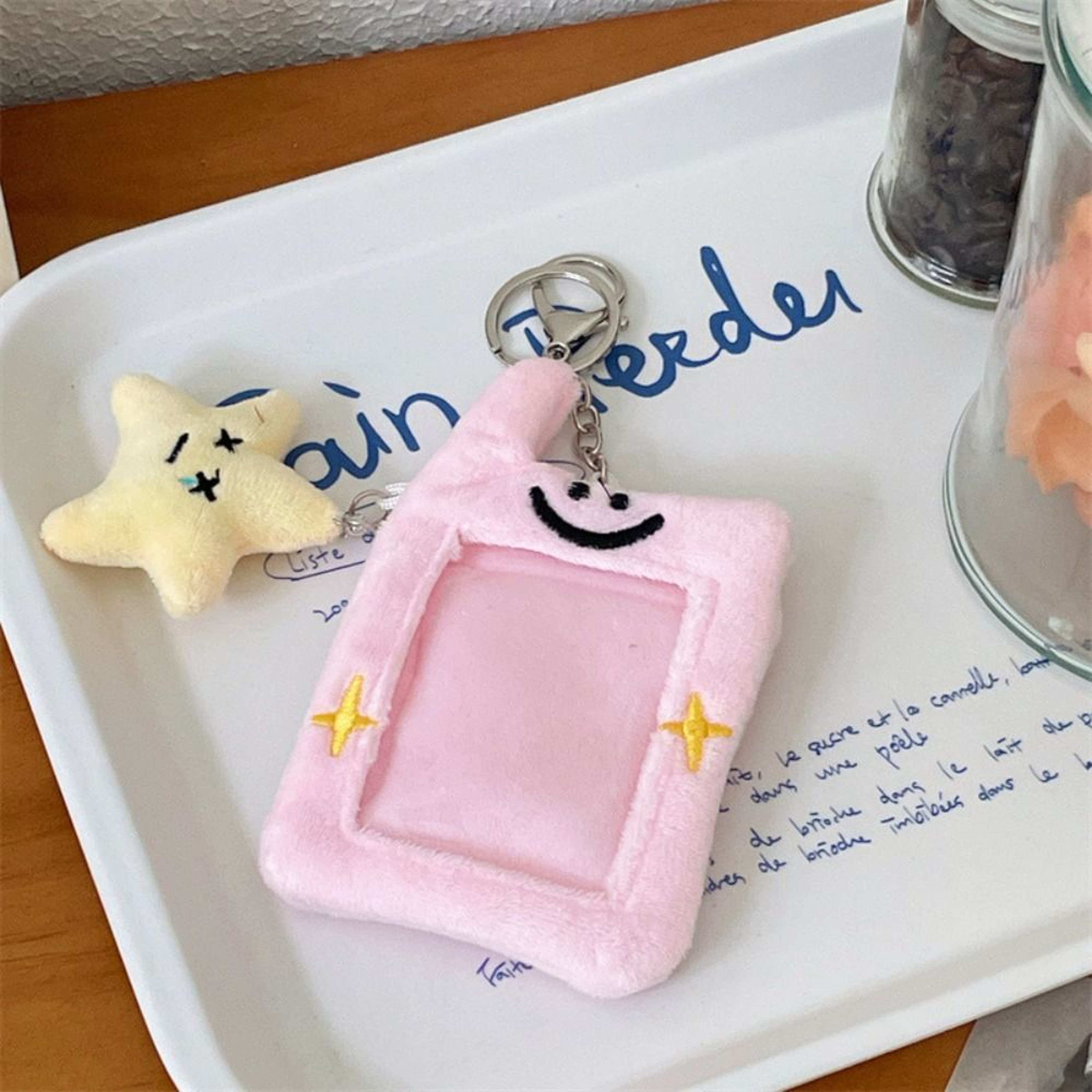 Cute Plush Card Holder Keychain Bear Rabbit Kpop Photocard ID Protector 2