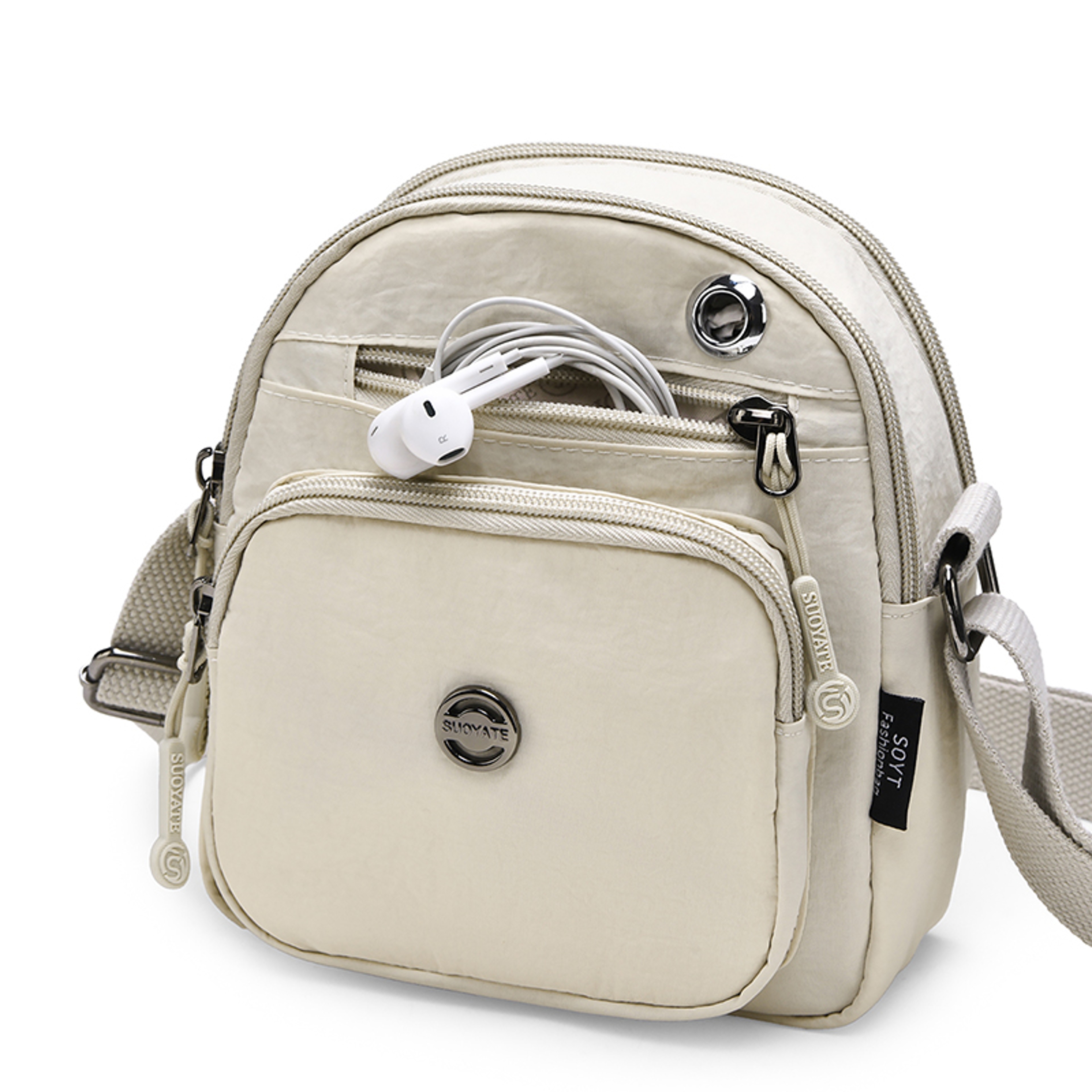 Women Mini Multi Pocket Shoulder Bag Lightweight Fabric Small Messenger Purse 8