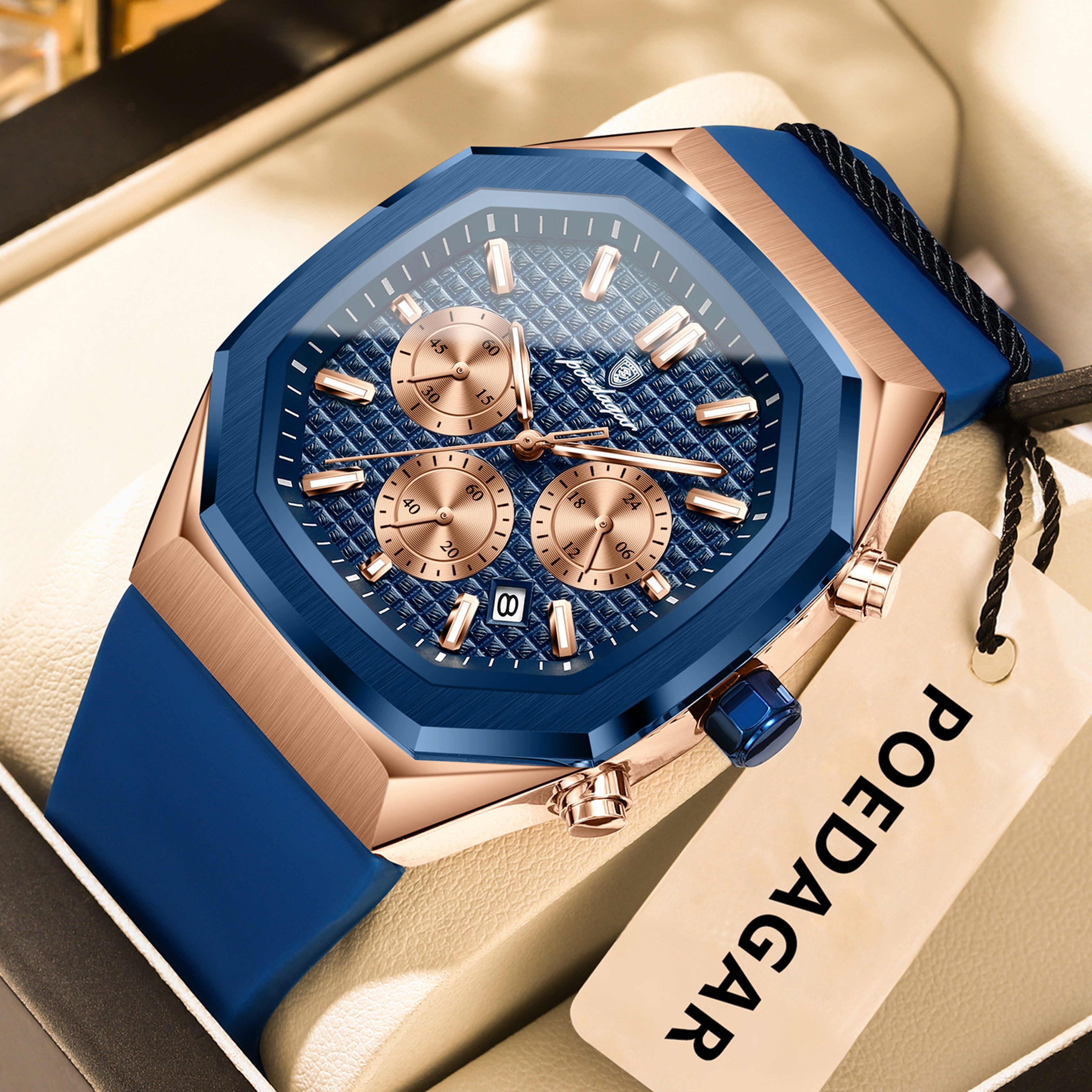 Chronograph Quartz Watch With Date Display And Silicone Strap 3