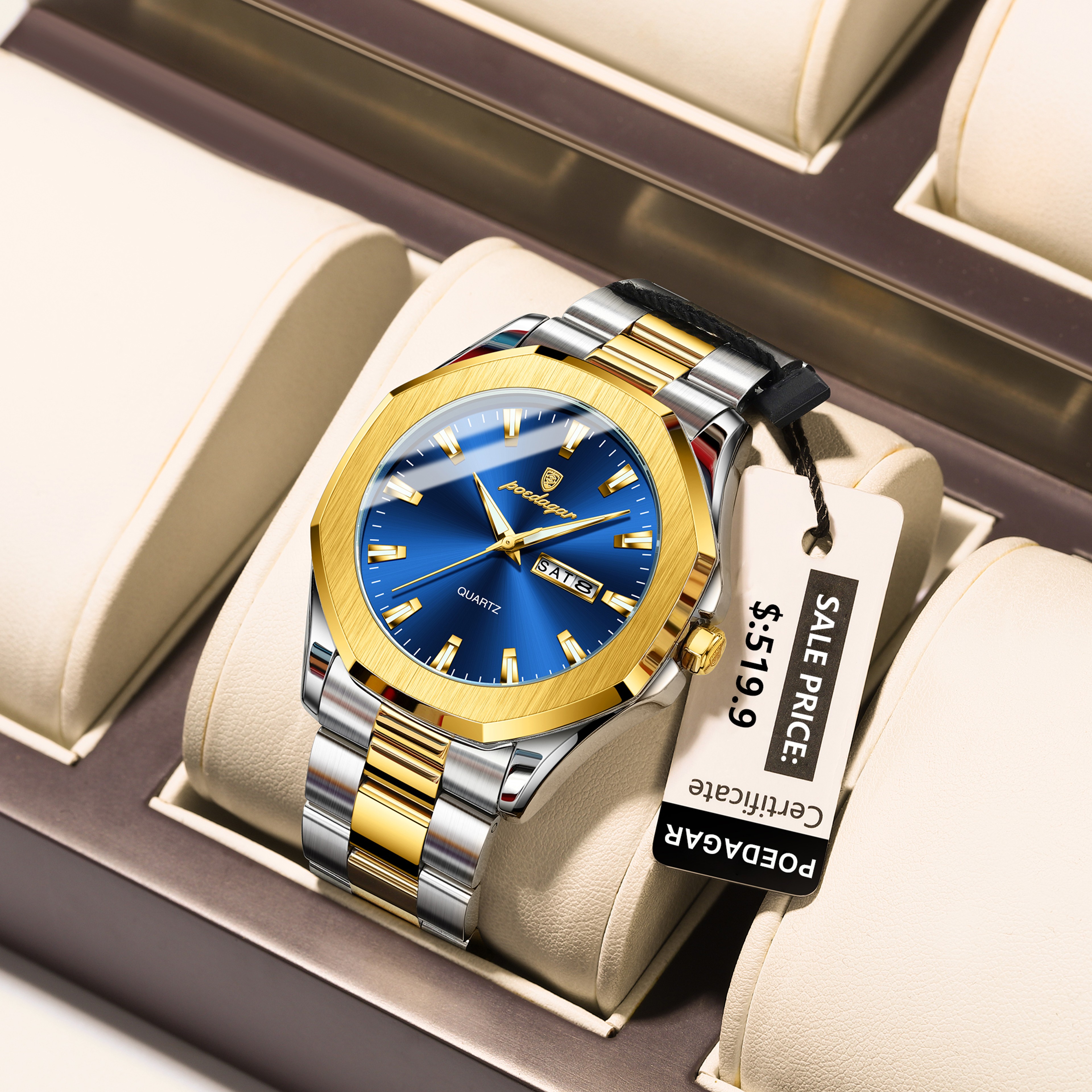 Luxury Mens Waterproof Luminous Stainless Steel Quartz Sport Watch 10