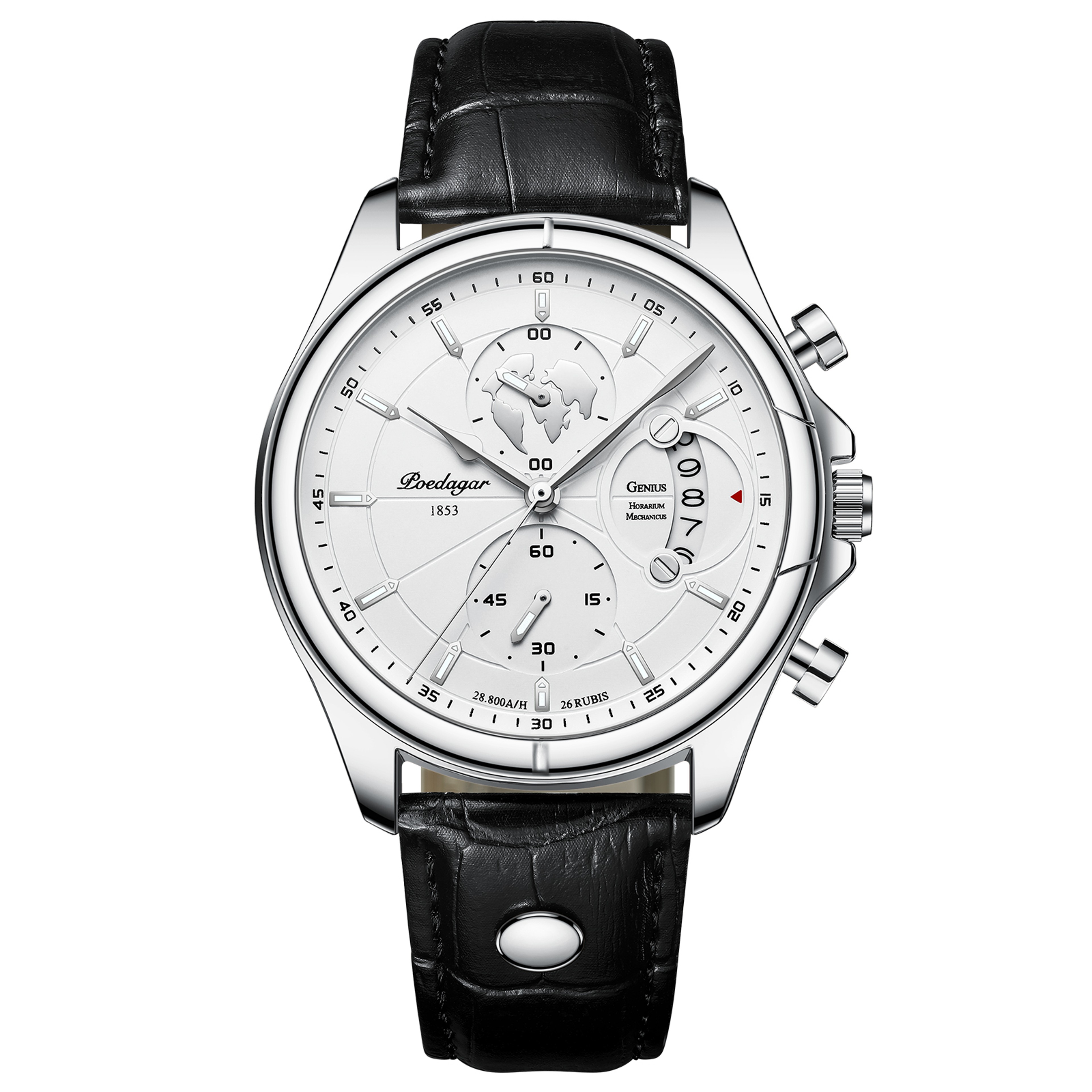 Mens Chronograph Watch Waterproof Quartz Leather Strap Date Display 0