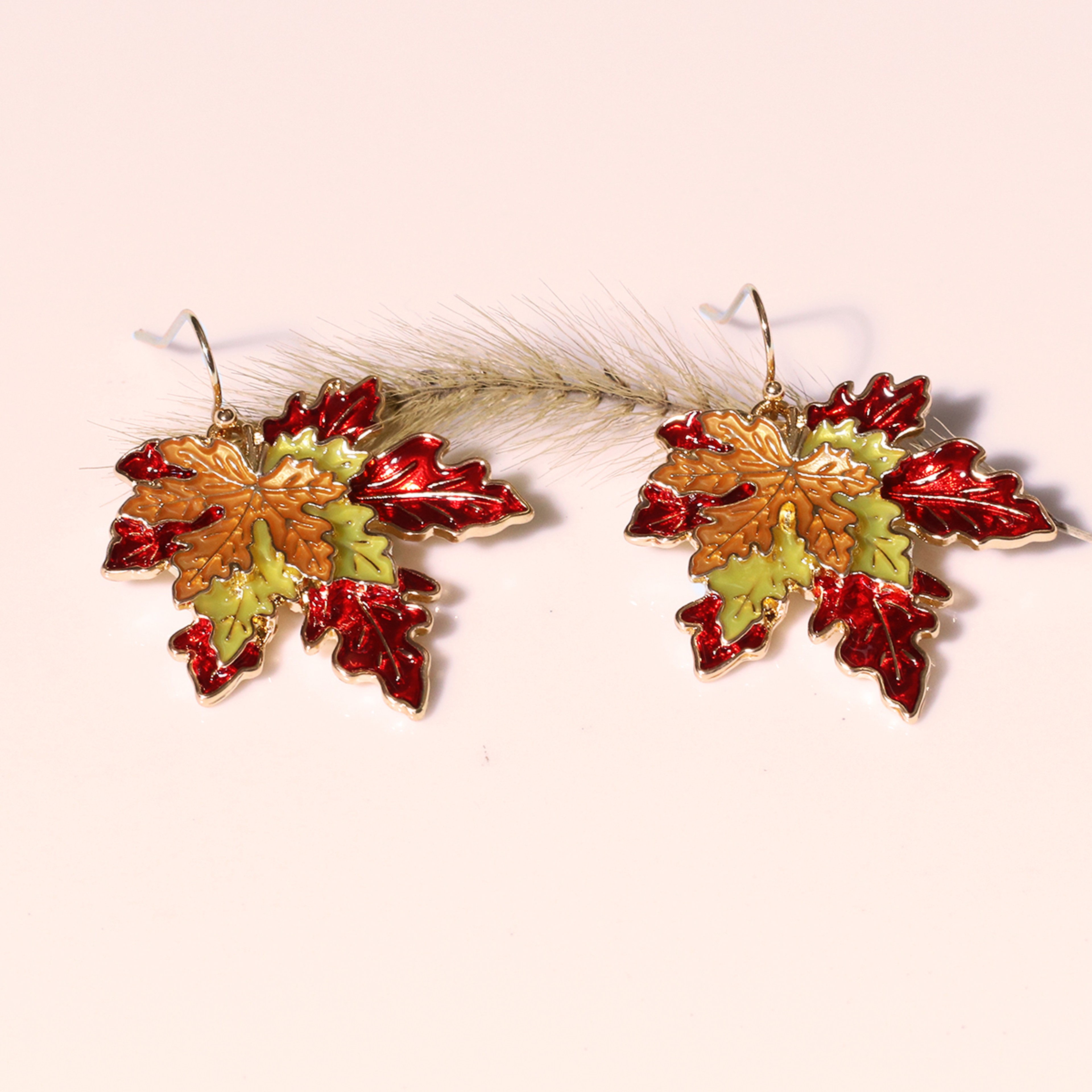 Maple Leaf Earrings For Women Elegant Painted Leaf Dangle Jewelry 2