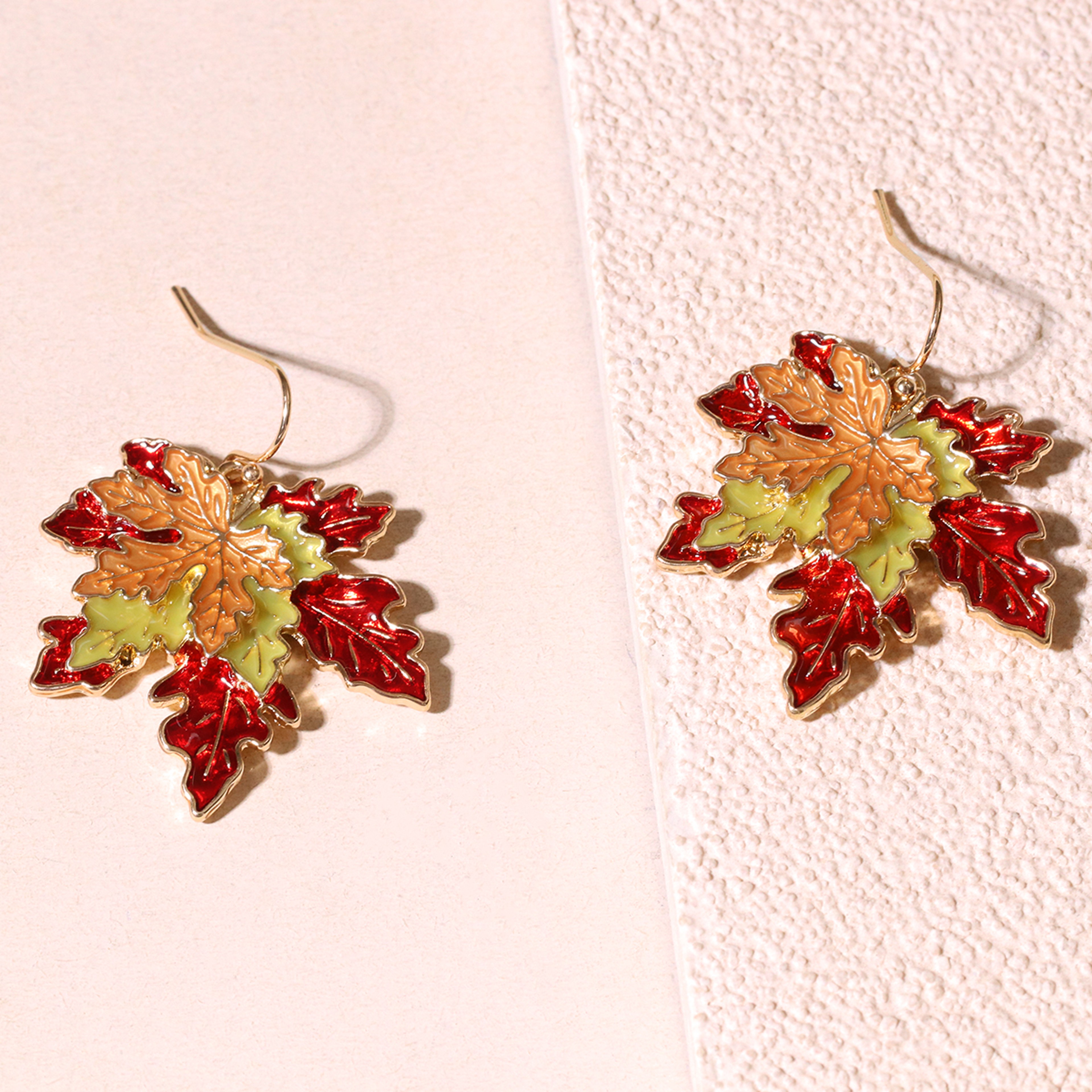 Maple Leaf Earrings For Women Elegant Painted Leaf Dangle Jewelry 4