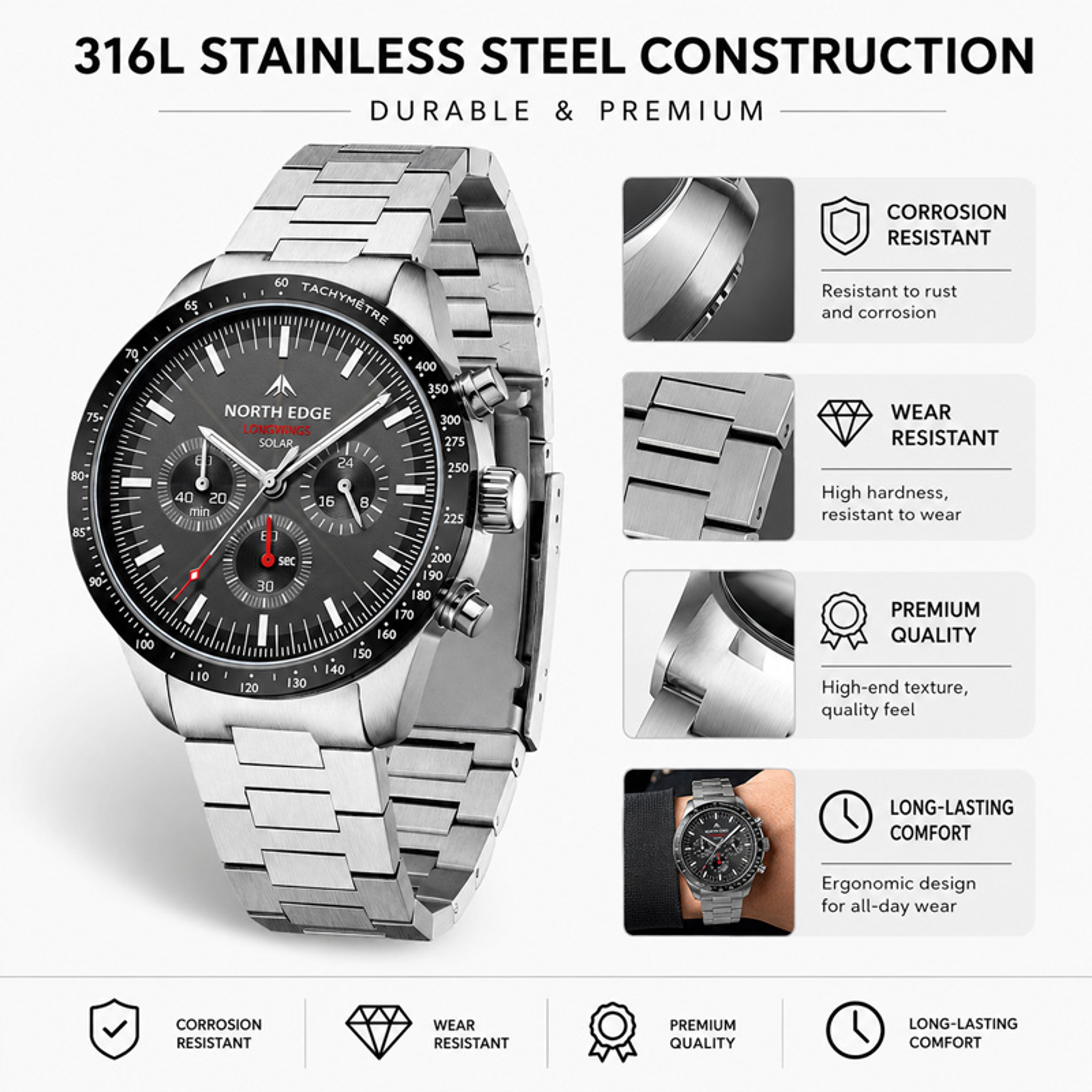 Longwings Solar Powered Pilot Watch For Men 3