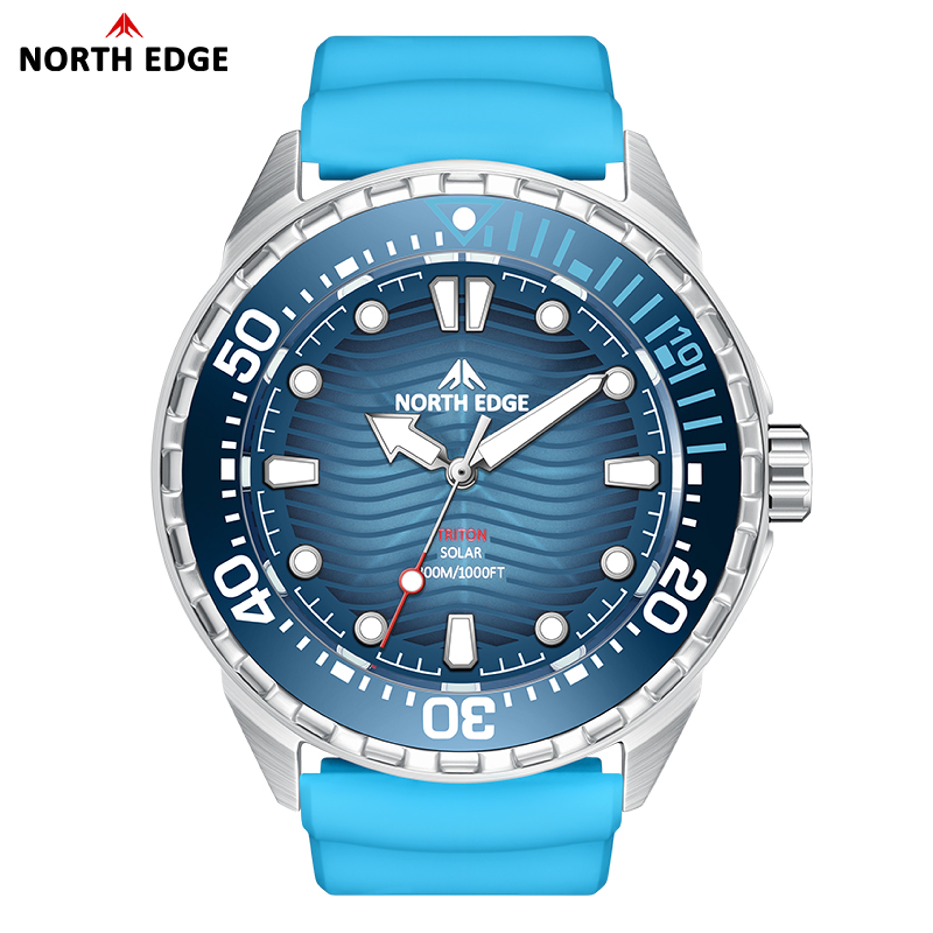 Solar Powered Dive Watch For Men Stainless Steel Waterproof Quartz Watch 1