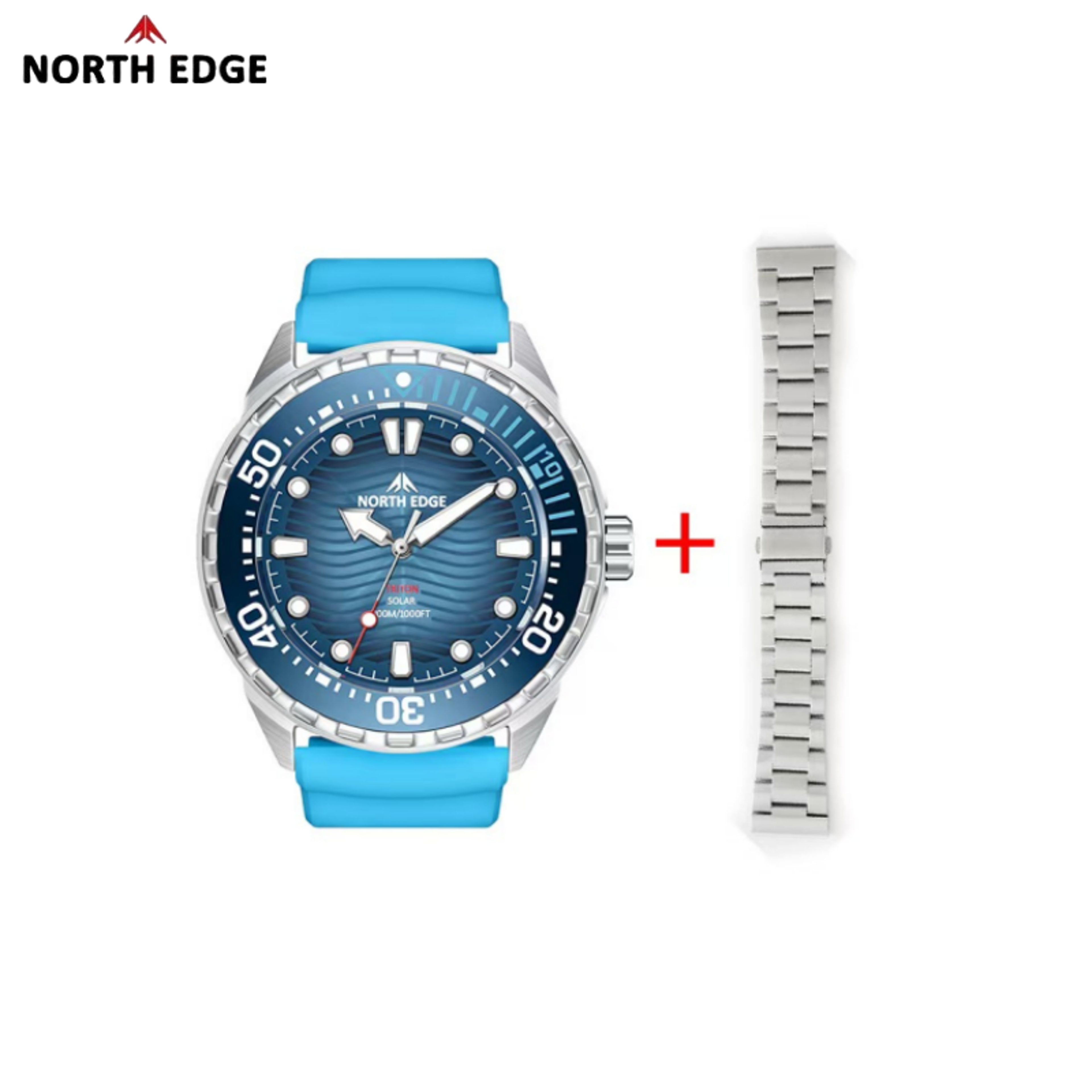 Solar Stainless Steel Dive Chronograph Watch Rotating Bezel 3