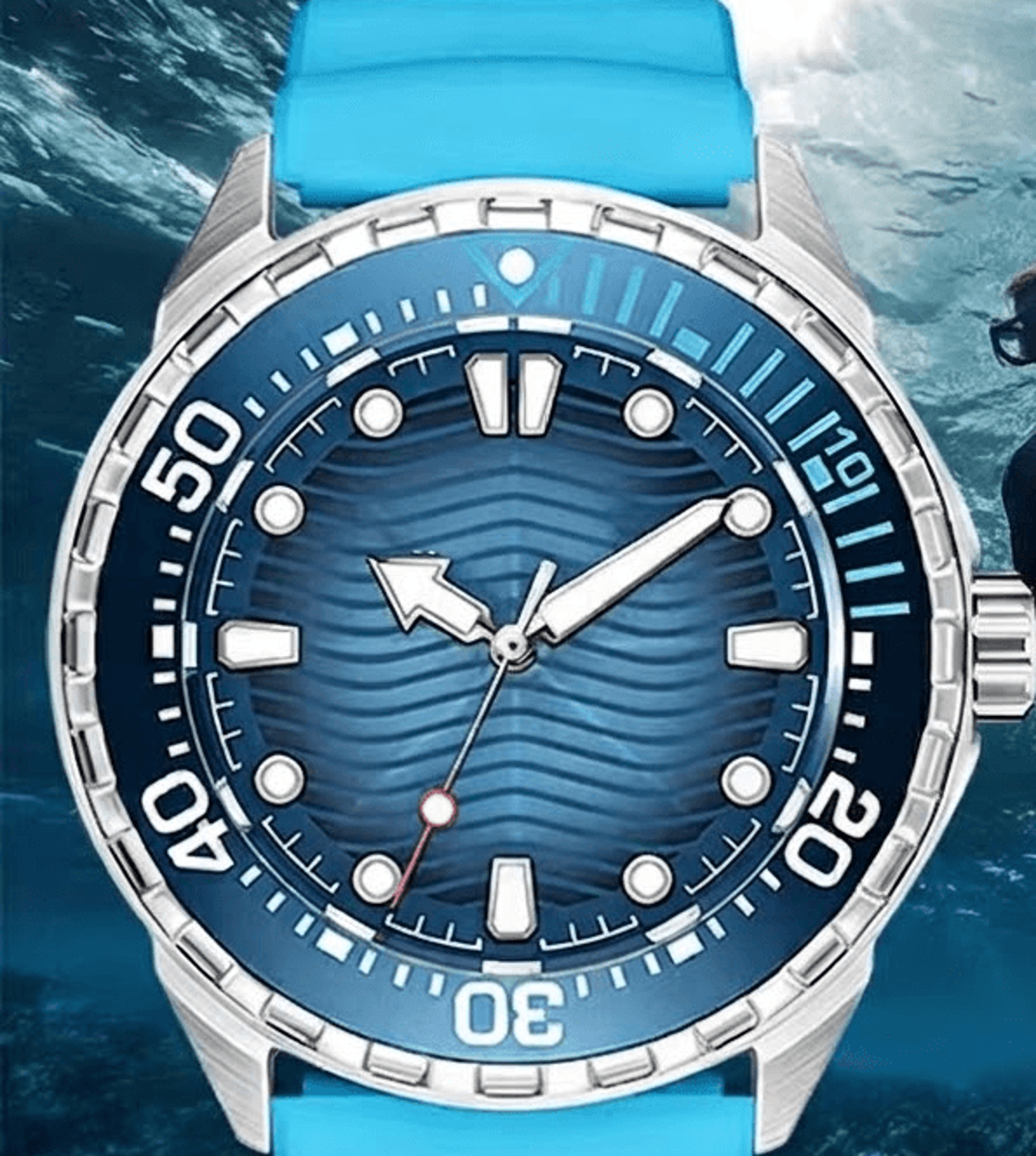 Solar Stainless Steel Dive Chronograph Watch Rotating Bezel 0
