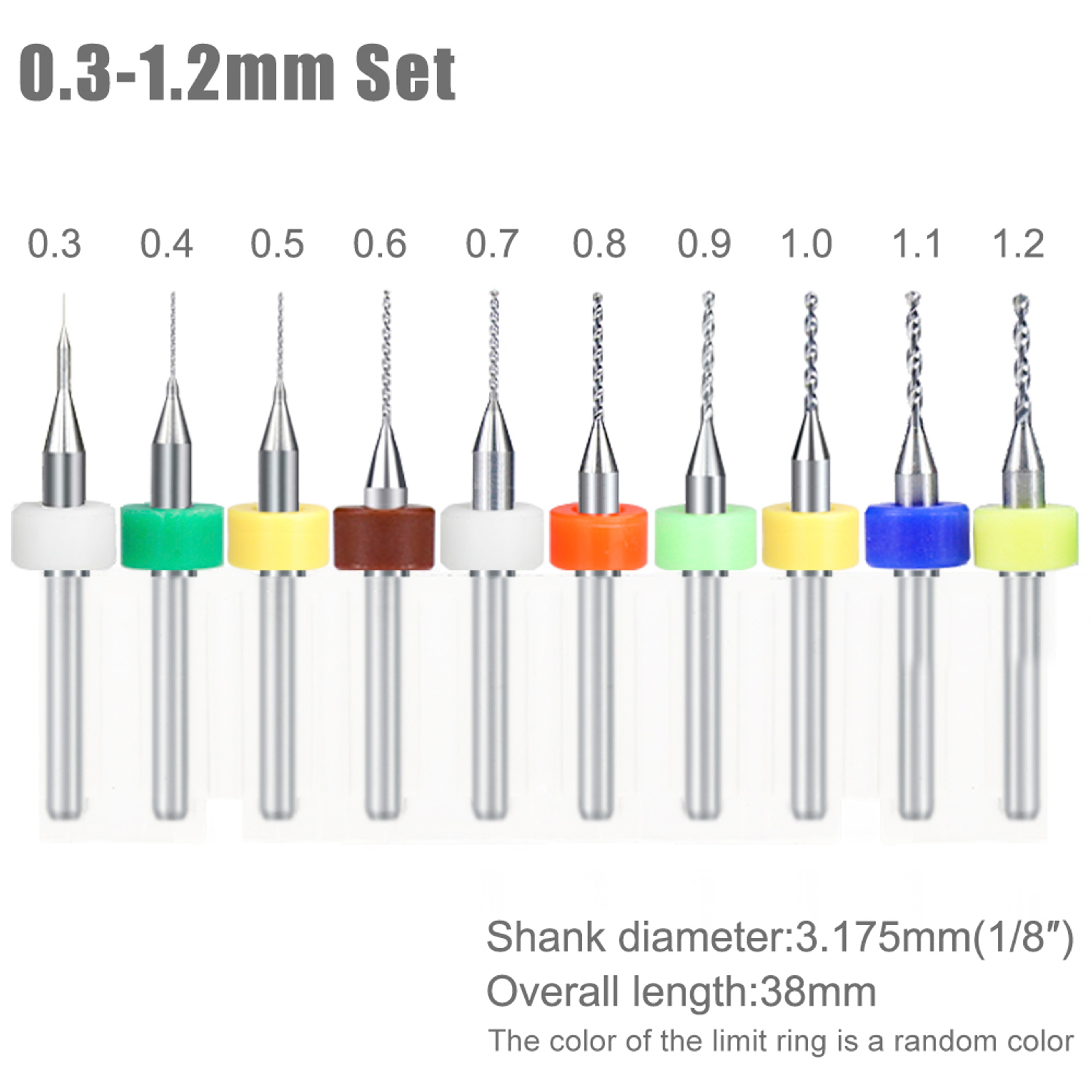 Import Carbide PCB Drill Bits Print Circuit Board Mini CNC Drilling Bit Set 8