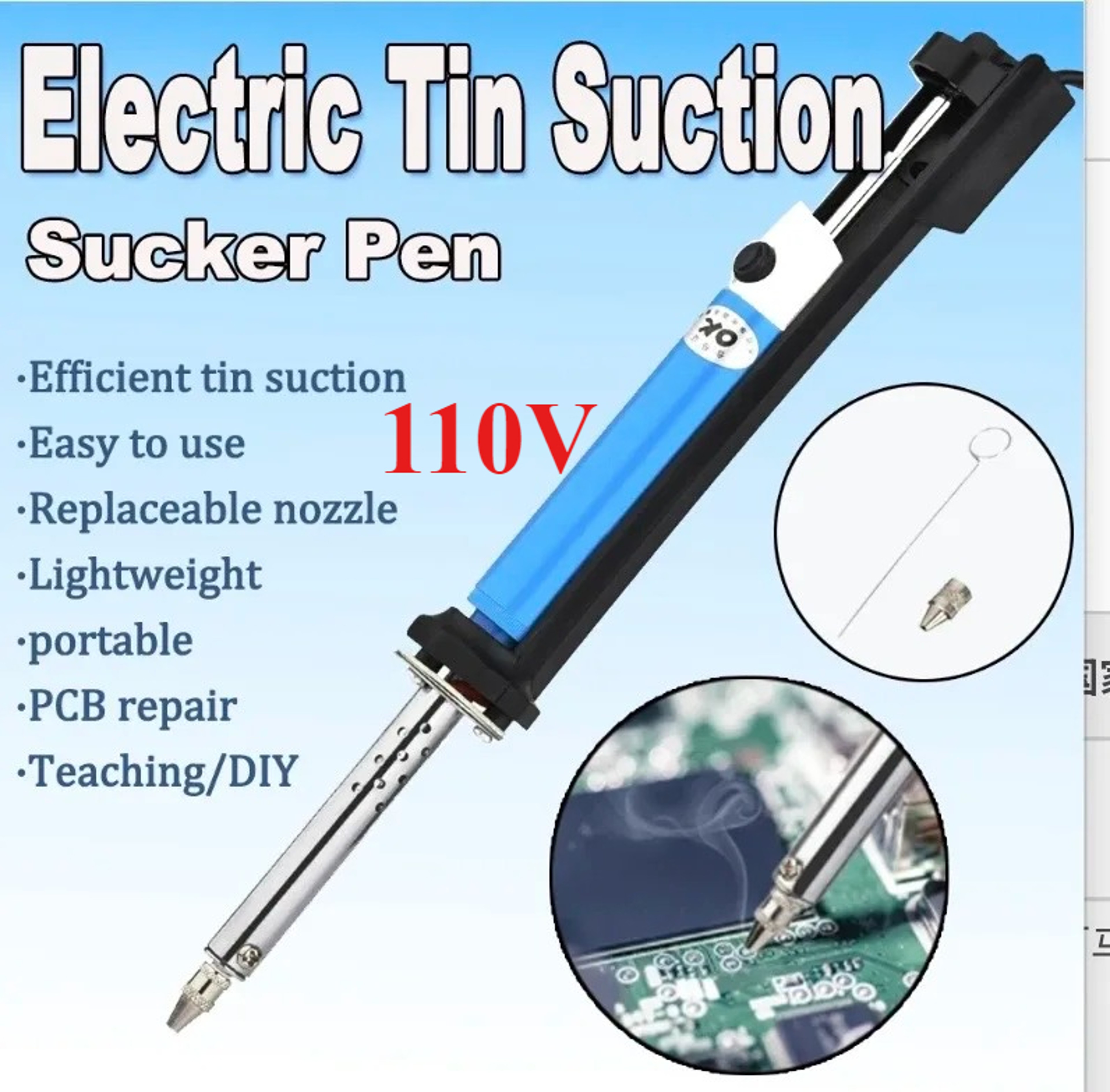 Vacuum Desoldering Iron Gun Plug For Electronics Repair 6
