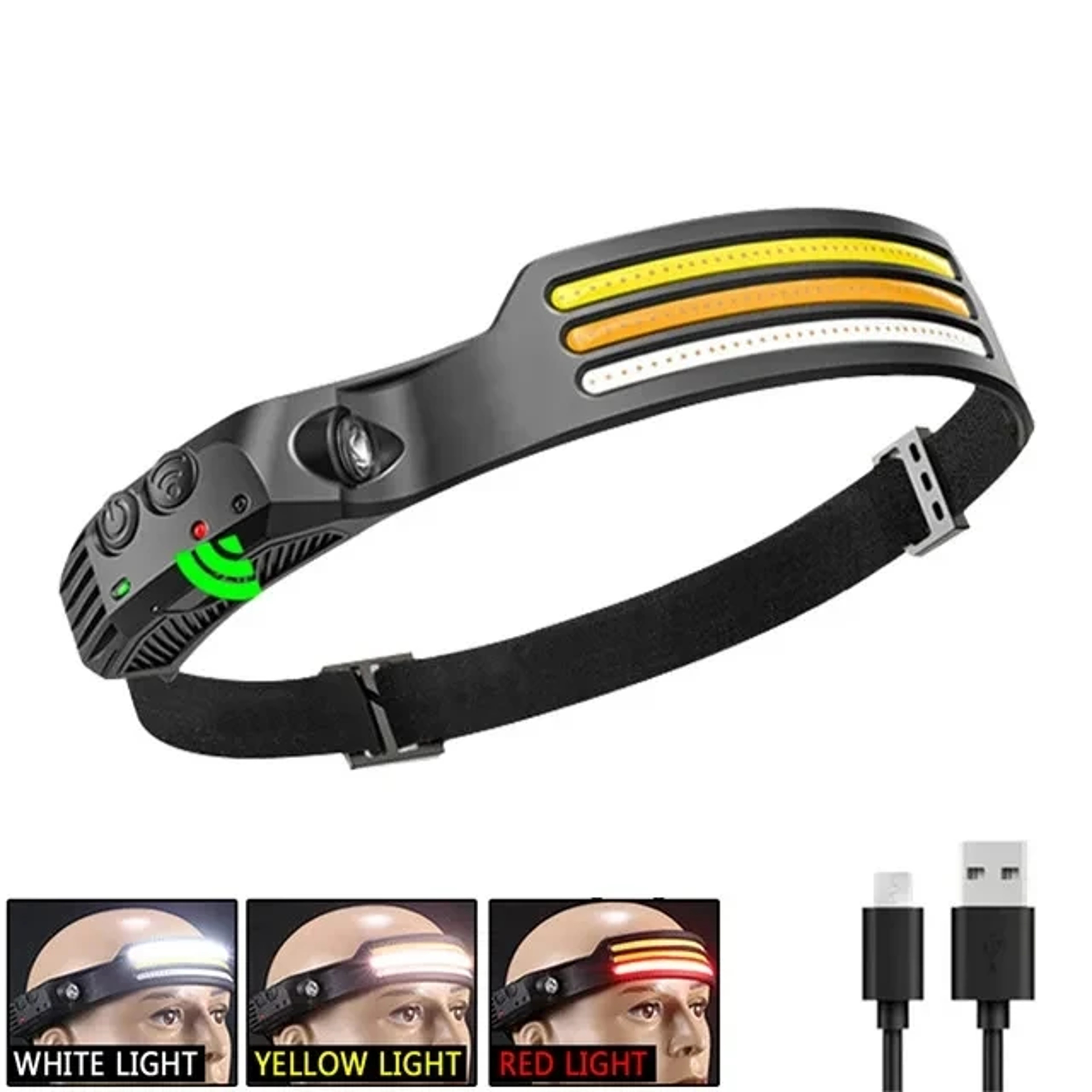 Smart Sensor LED Headlamp USB Rechargeable Waterproof Headlight 4