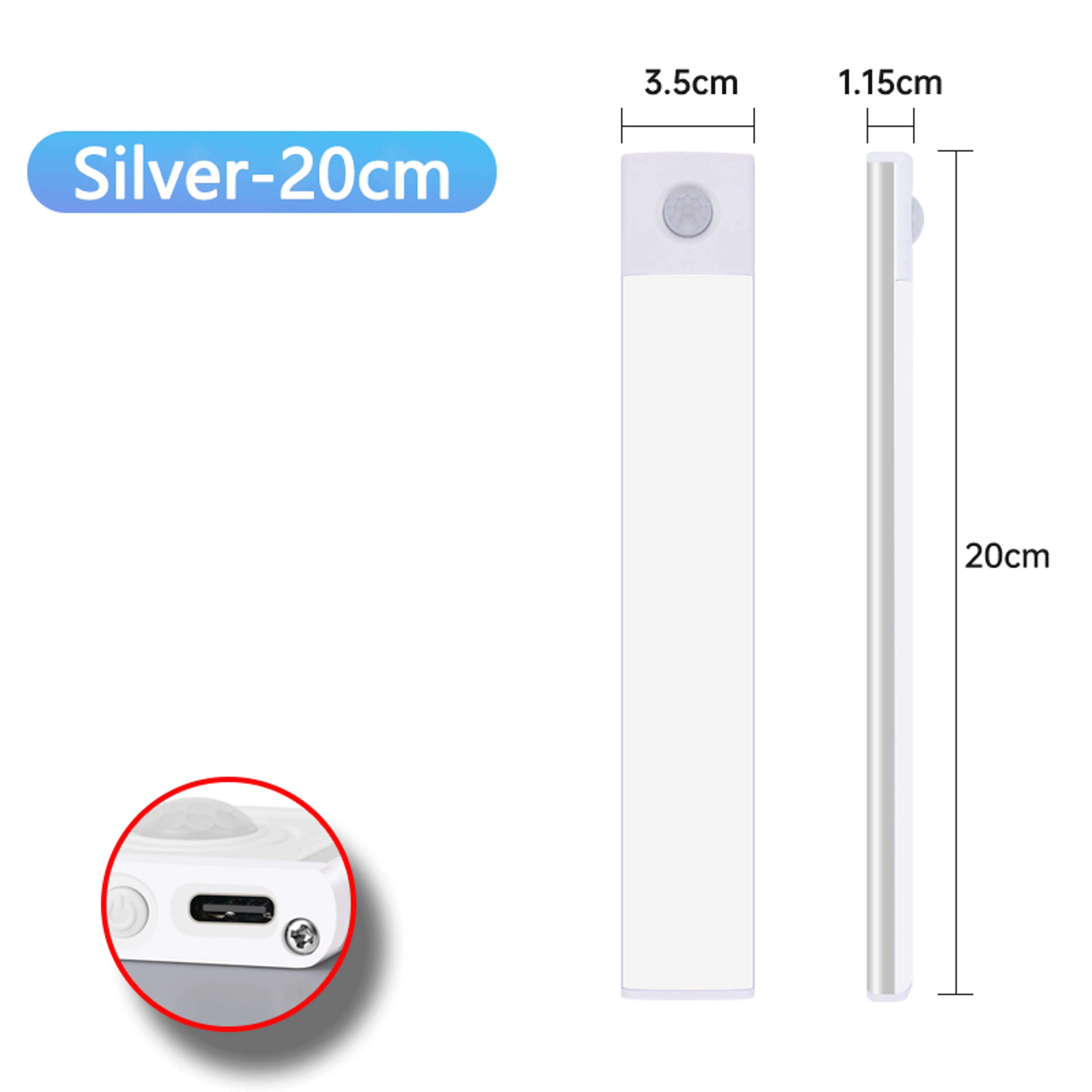 USB Rechargeable Motion Sensor Night Light Under Cabinet LED Lamp 3