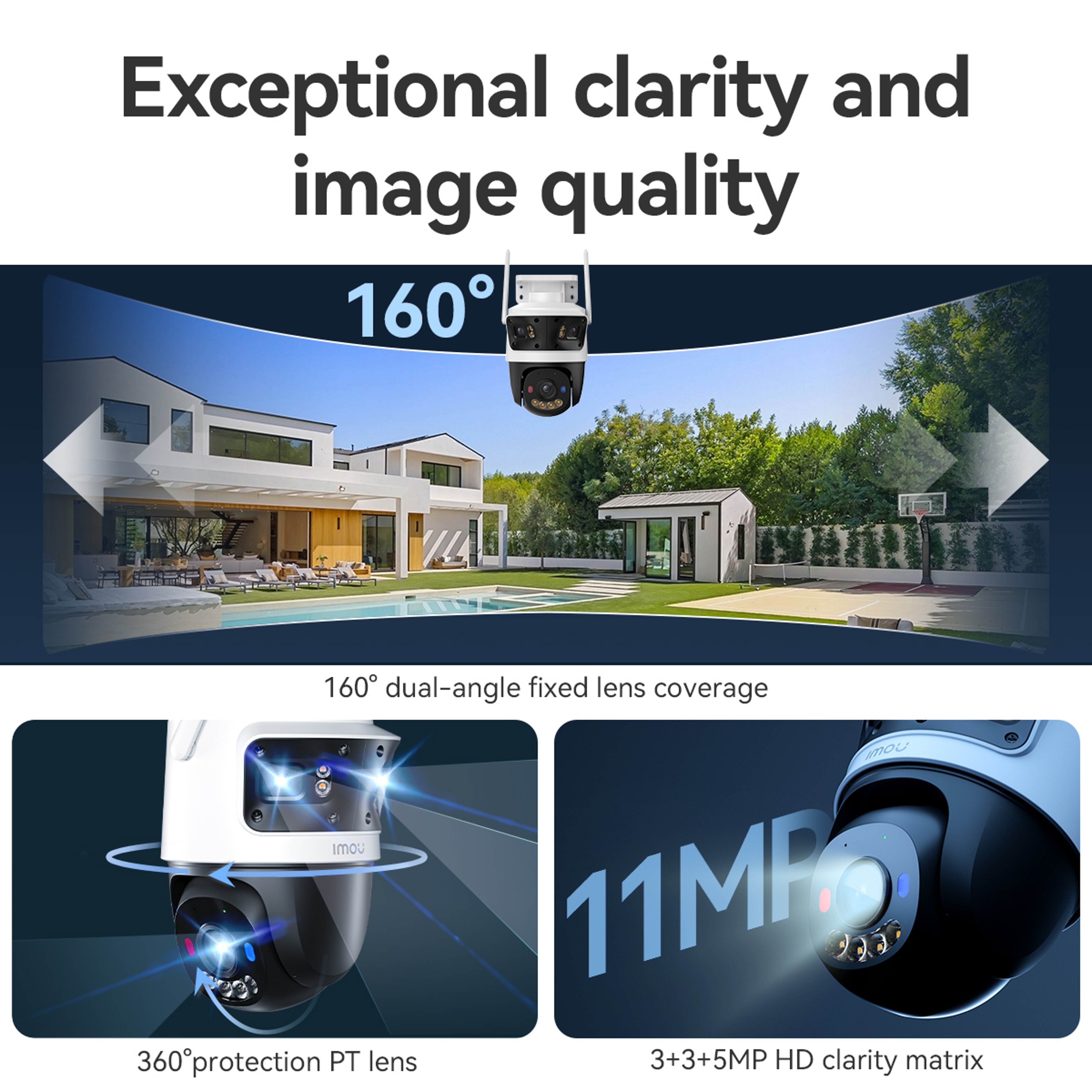 Triple Lens Outdoor PTZ WiFi Security Camera With Red Blue Warning Light 1