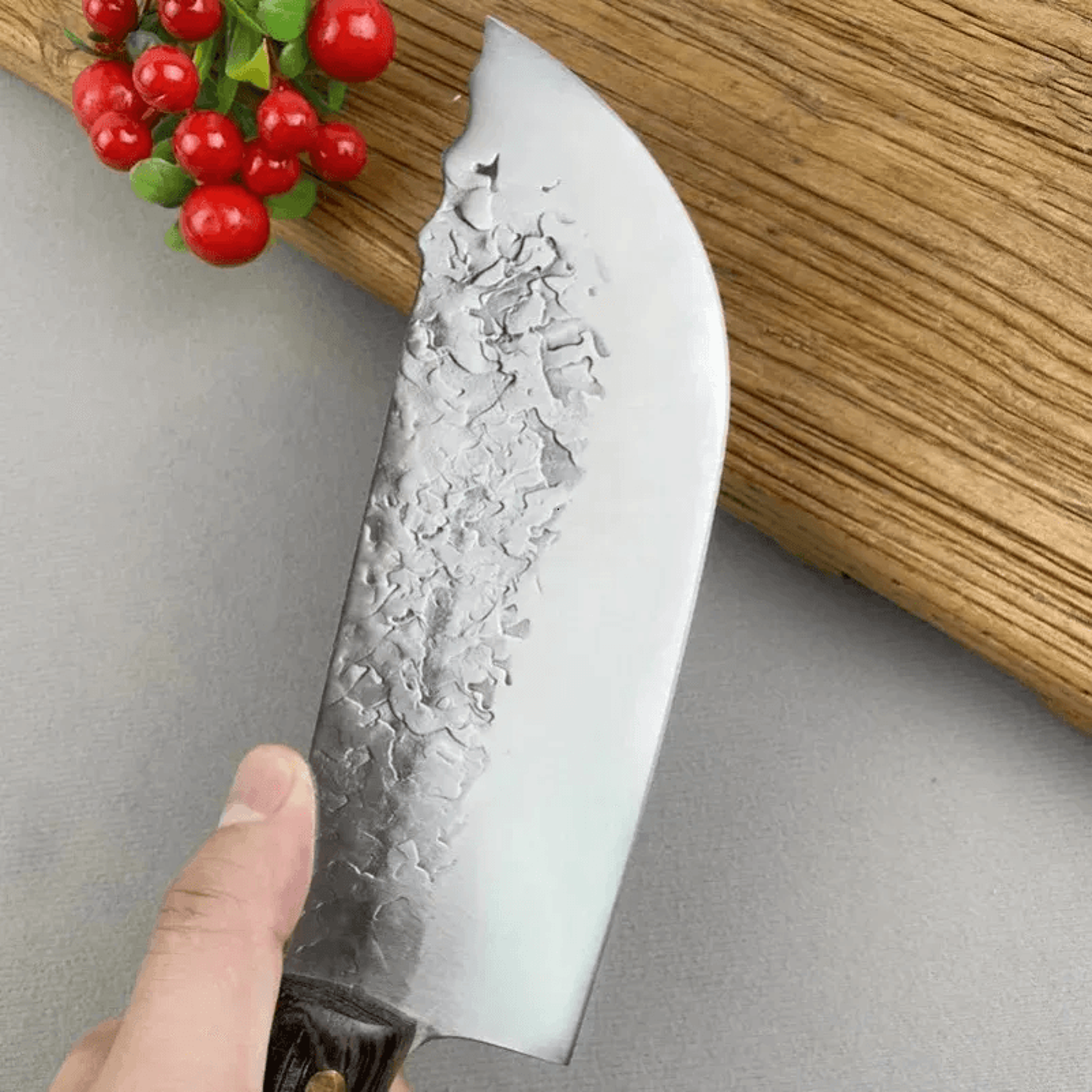 Butcher Cleaver Knife Wood Handle Meat And Veggies 3