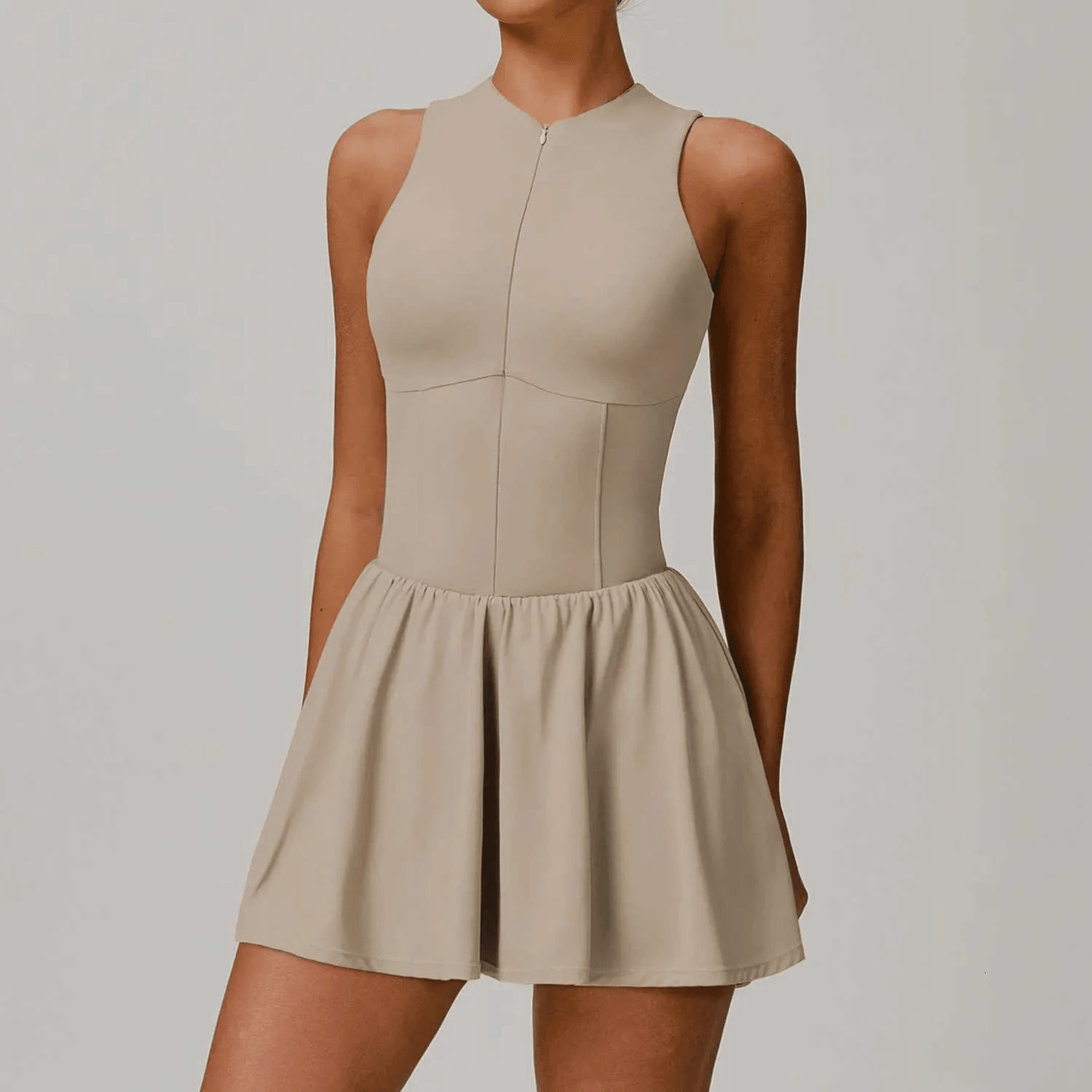 Womens Workout Jumpsuit Backless Sleeveless Zip Up Yoga Romper 0