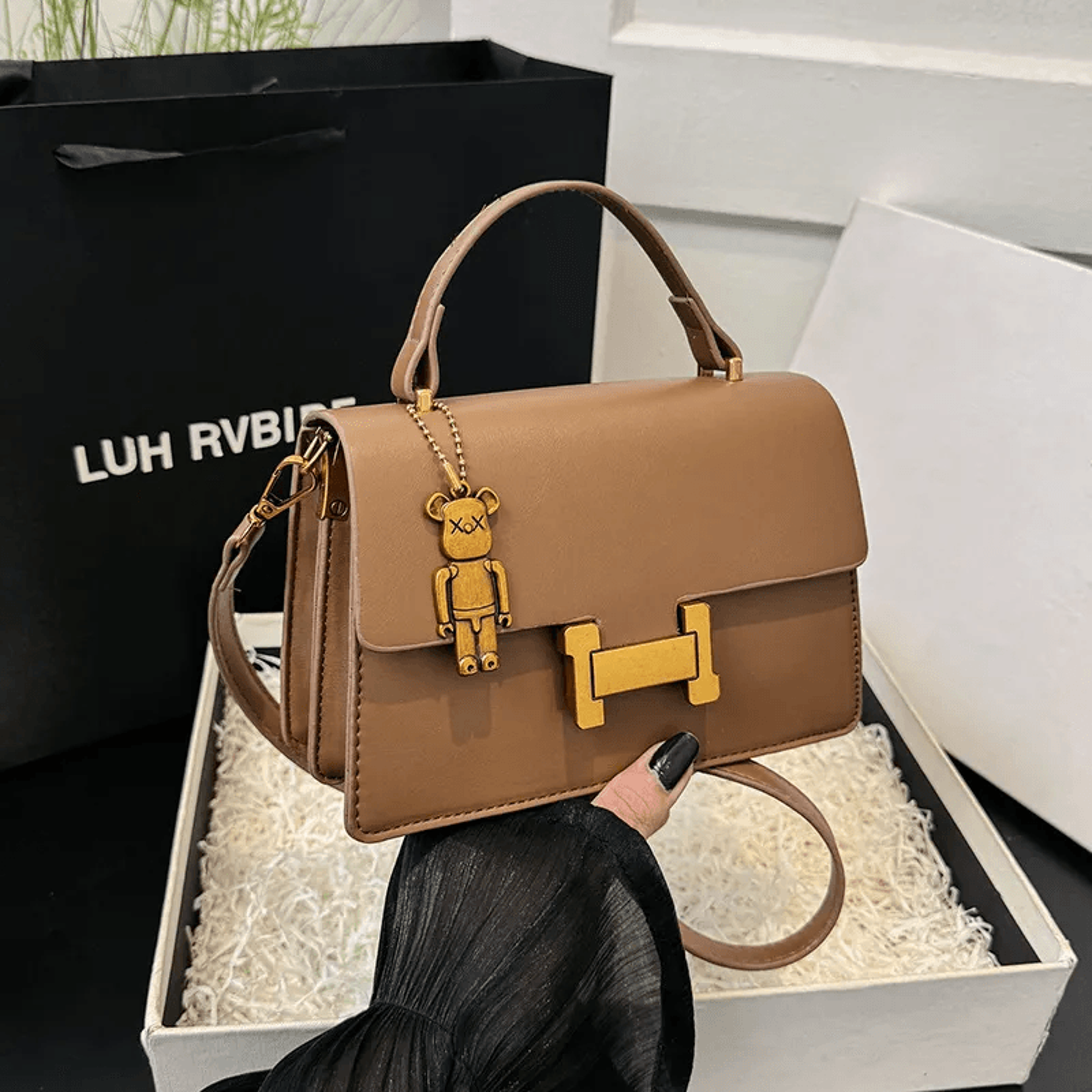 Solid Color Square Crossbody Bag For Women 1