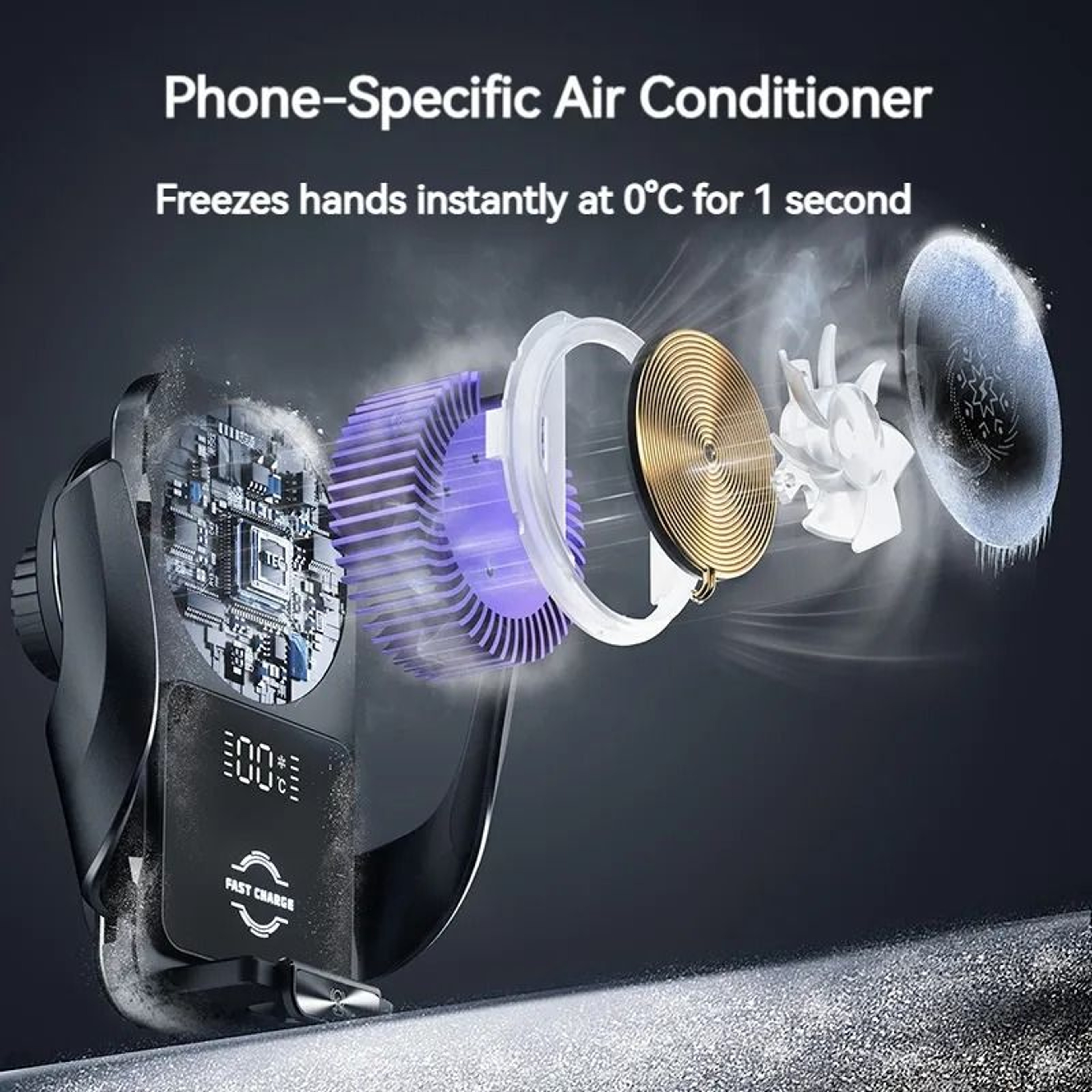 Wireless Charging Phone Holder With Temperature Display Rotatable Car Mount 4