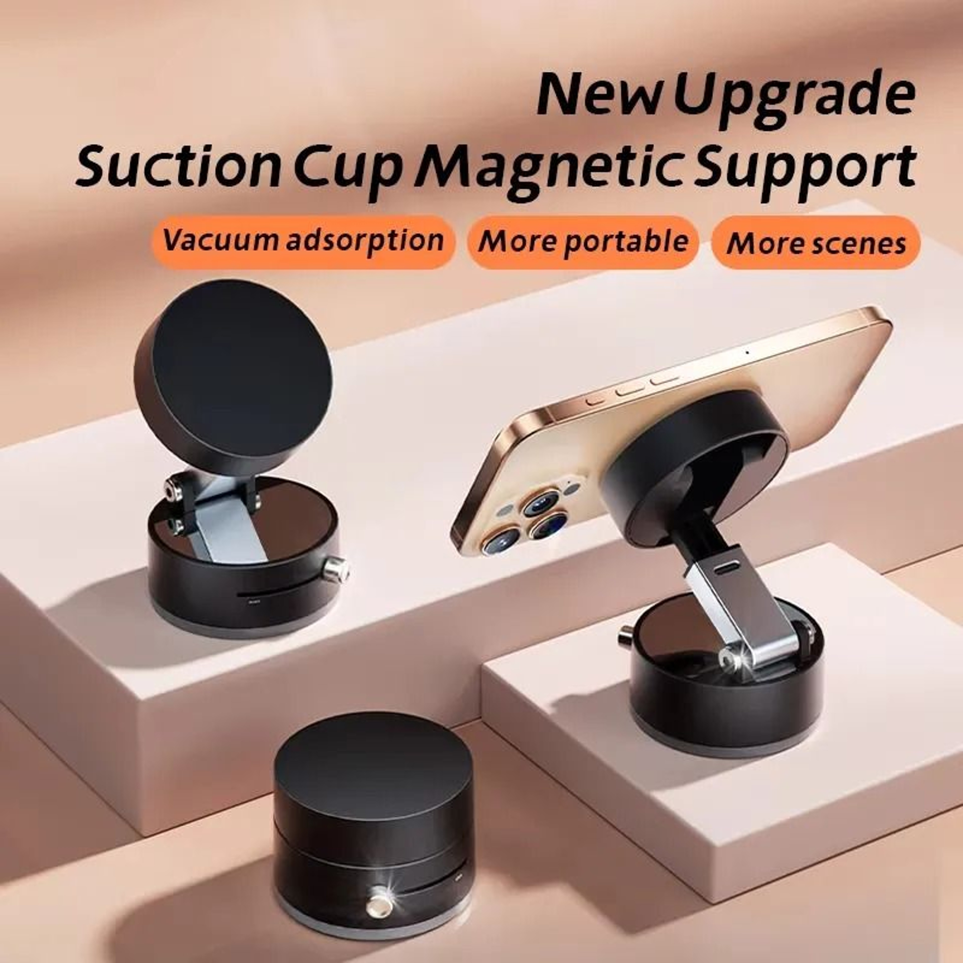 Double Sided Magnetic Car Phone Holder Vacuum Suction Mount 3