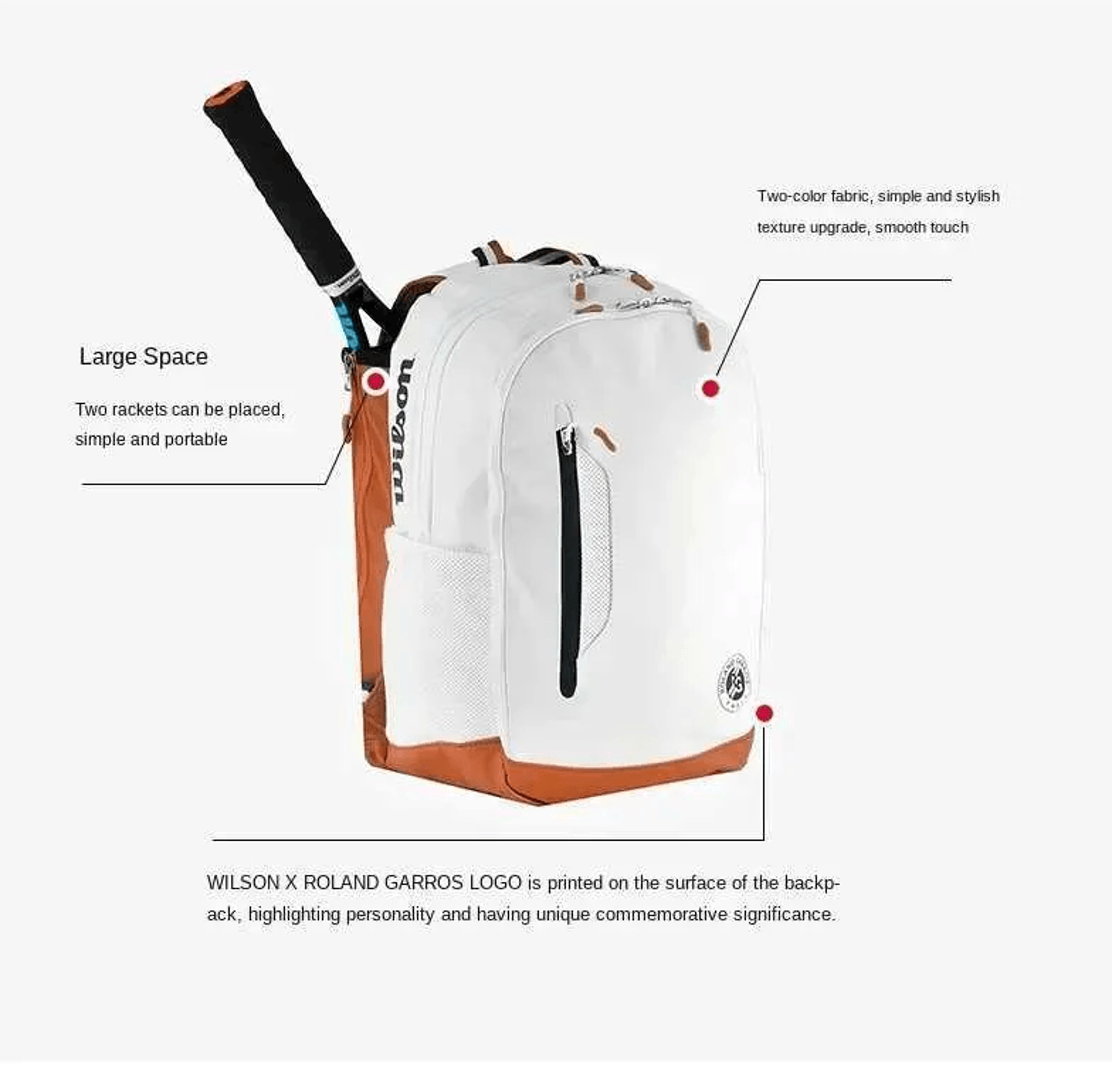 Racket Tennis Backpack French Open Court Bag 3