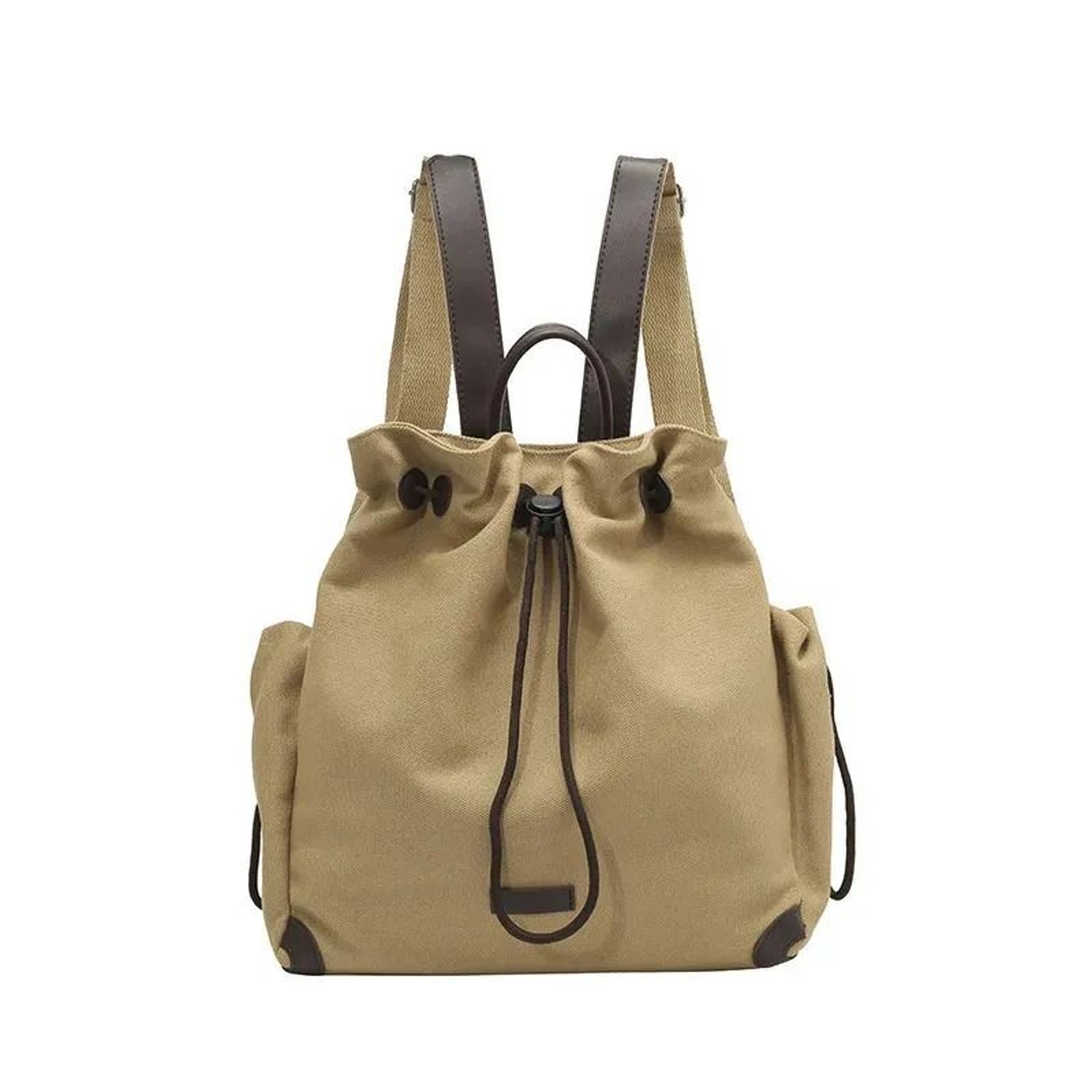 Canvas Drawstring Backpack Large Capacity Commuter Daypack 2