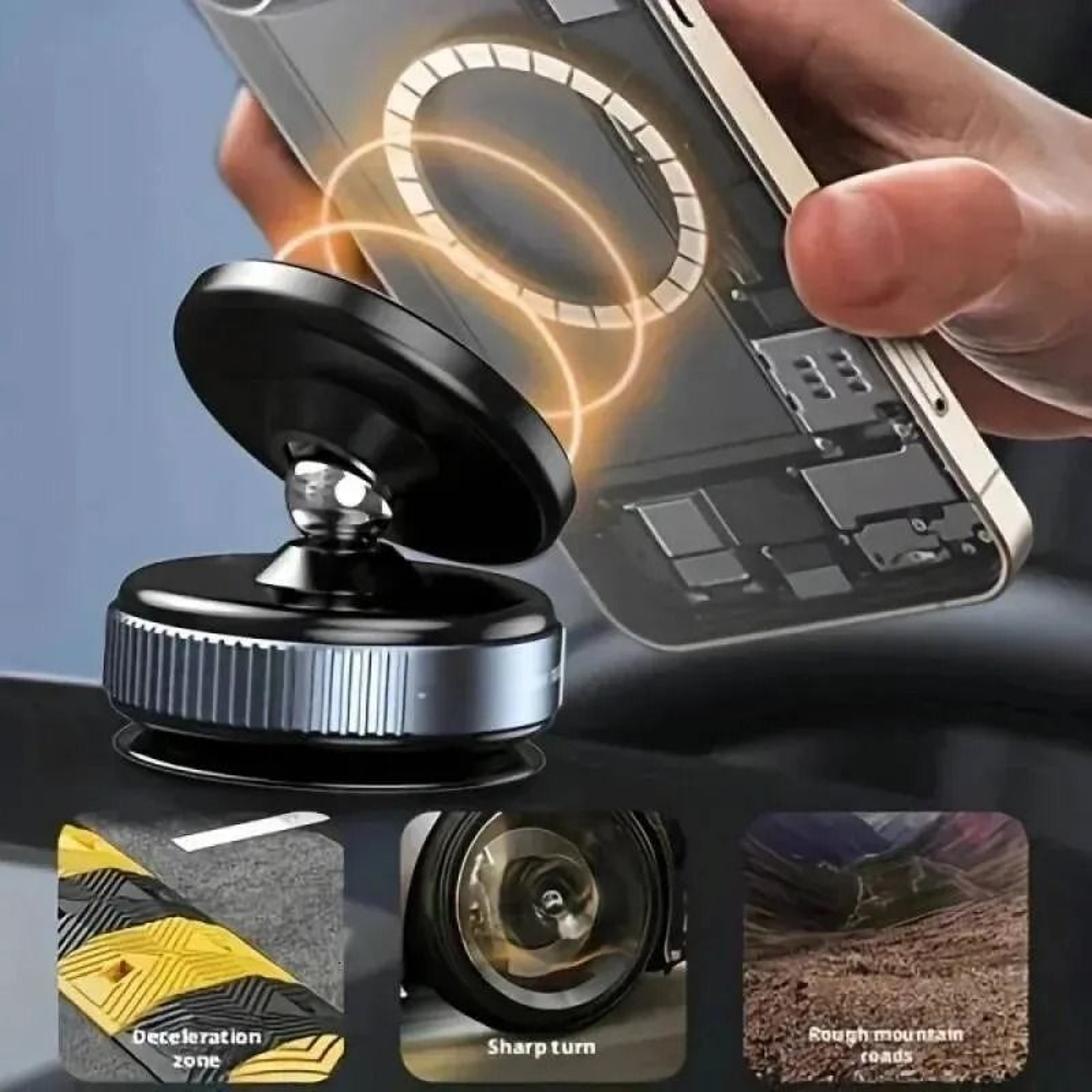 Intelligent Magnetic Car Phone Holder 360 Rotation Suction Cup Mount 6