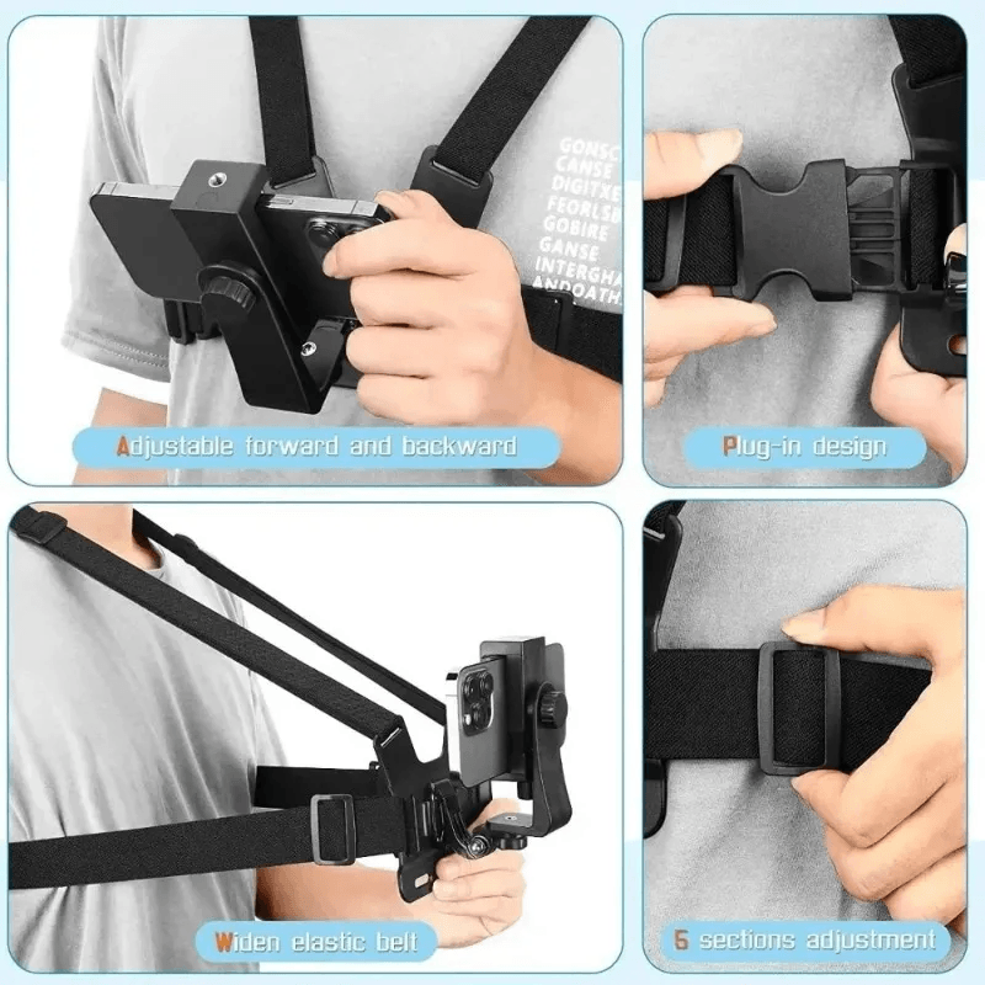 Adjustable Chest Strap Phone Mount For Action Camera Hands Free POV Vlogging 0